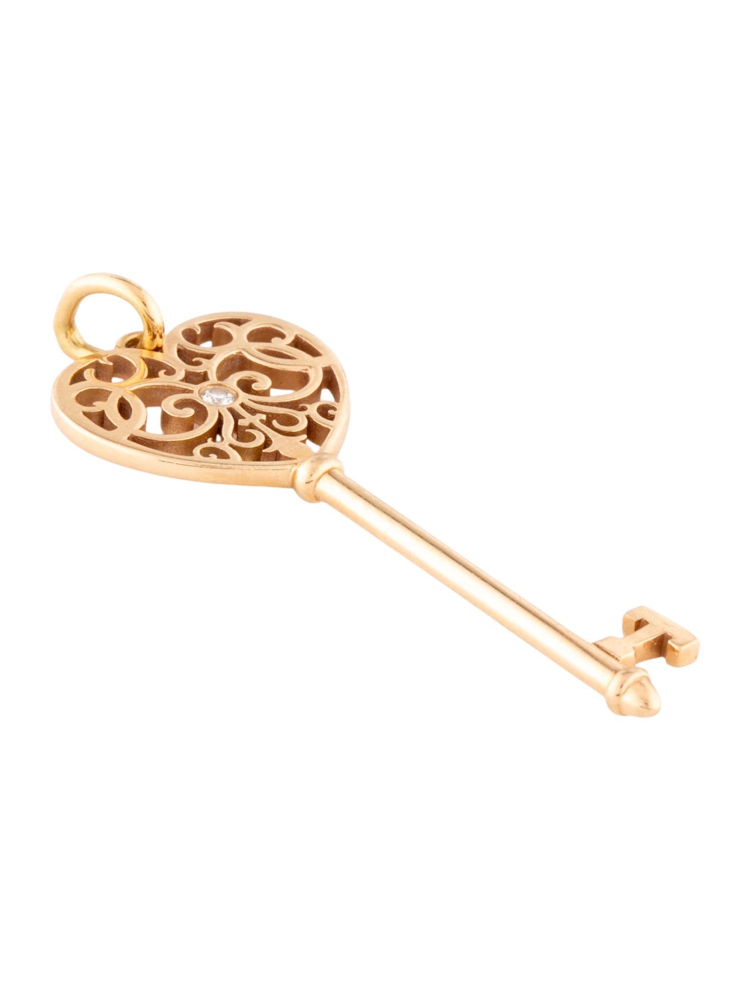 Tiffany & Co. 18K Diamond Enchant Heart Key Pendant Necklace