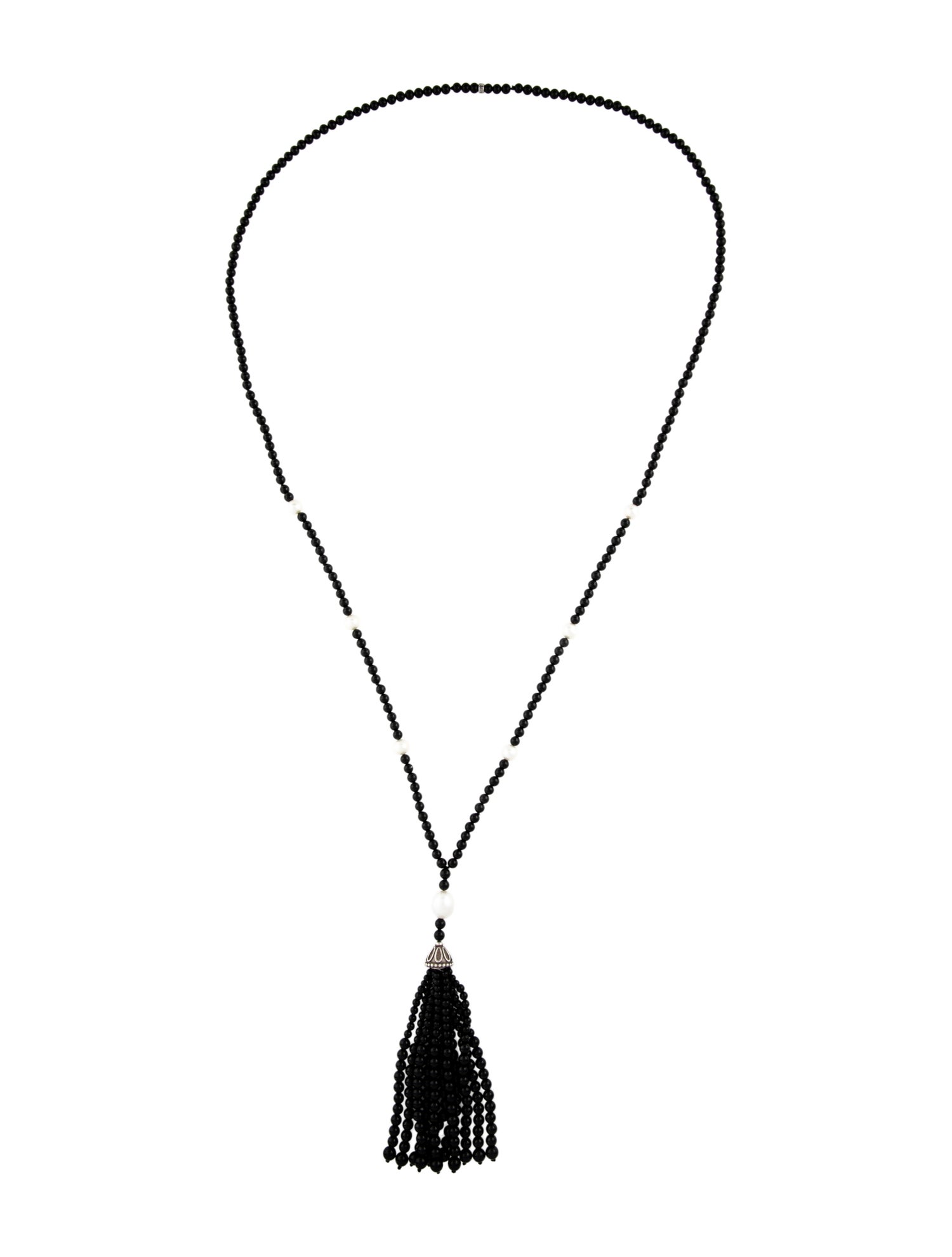 Tiffany & Co. Pearl & Onyx Ziegfeld Tassel Lavalier Necklace