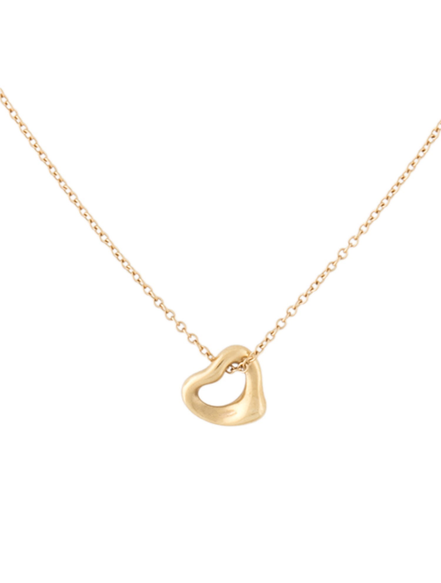 Tiffany & Co. 18K Open Heart Pendant Necklace, 7mm
