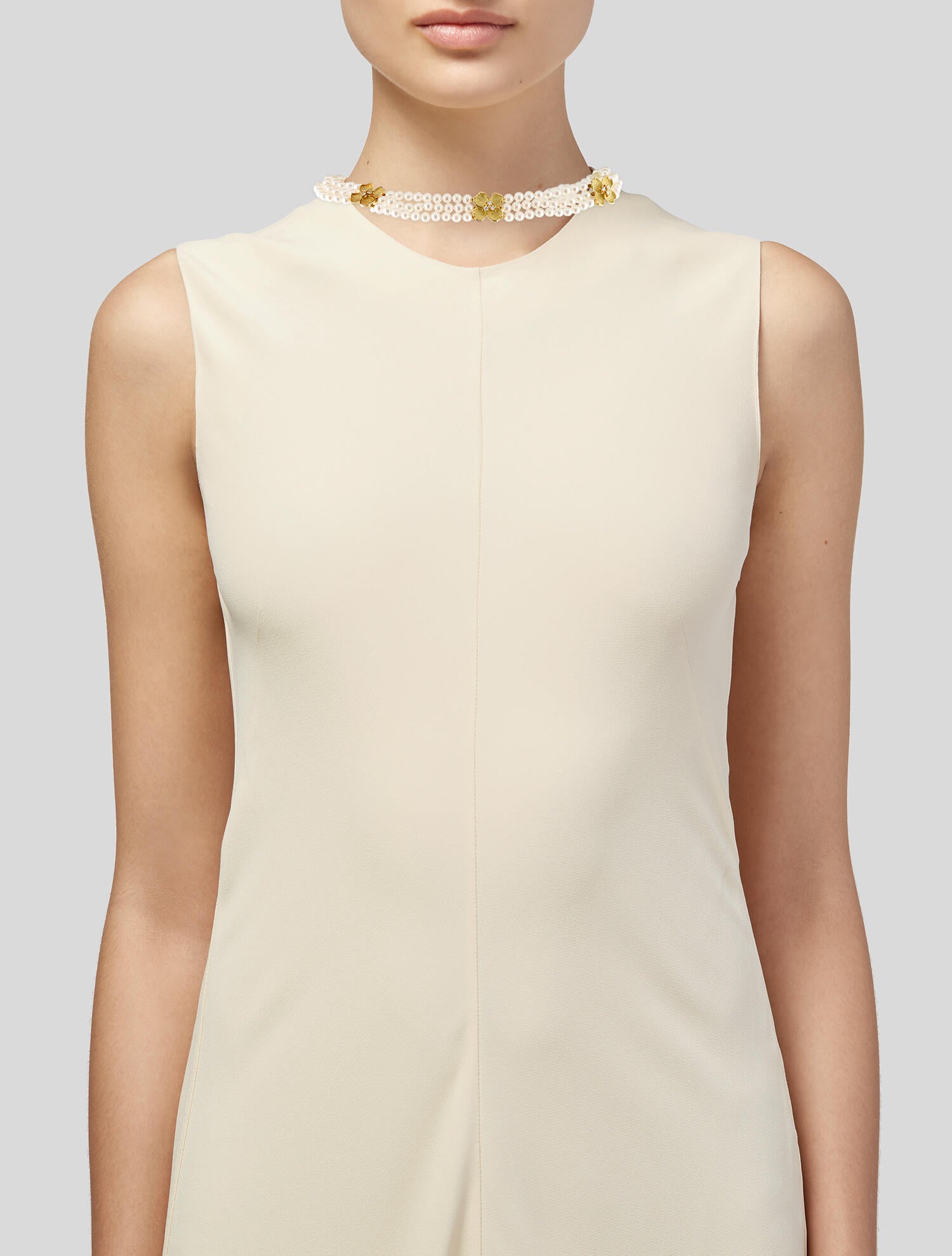 Tiffany & Co. Vintage Pearl & Diamond Dogwood Choker Necklace