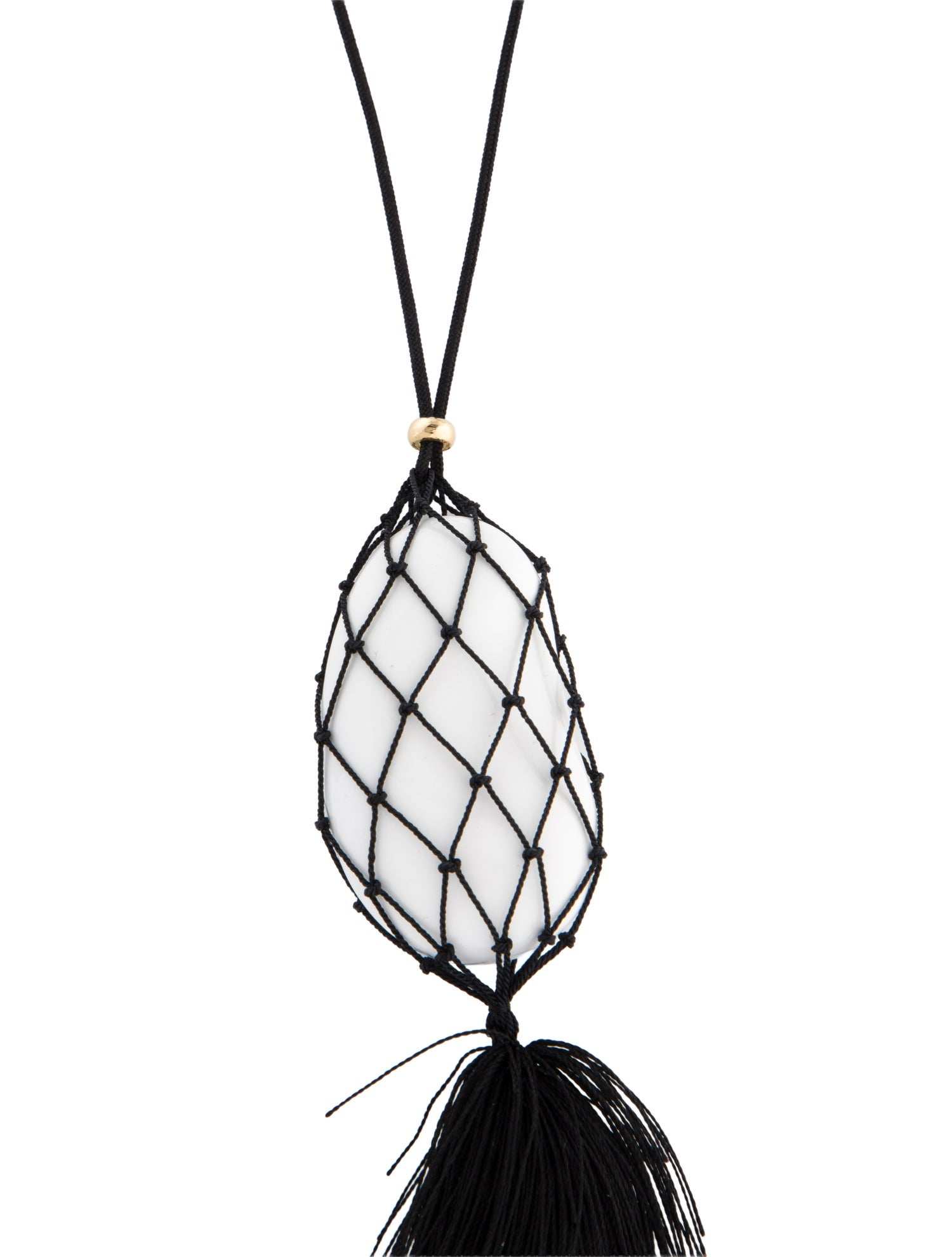 Tiffany & Co. 18K Bean Design Lacquer Silk Cord Tassel Necklace