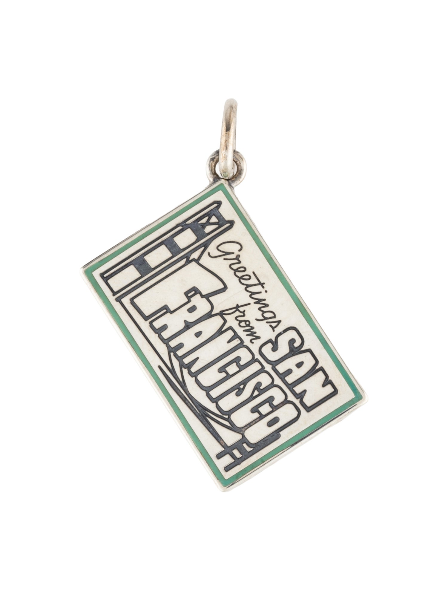 Tiffany & Co. Enamel 'Greetings from San Francisco' Postcard Charm