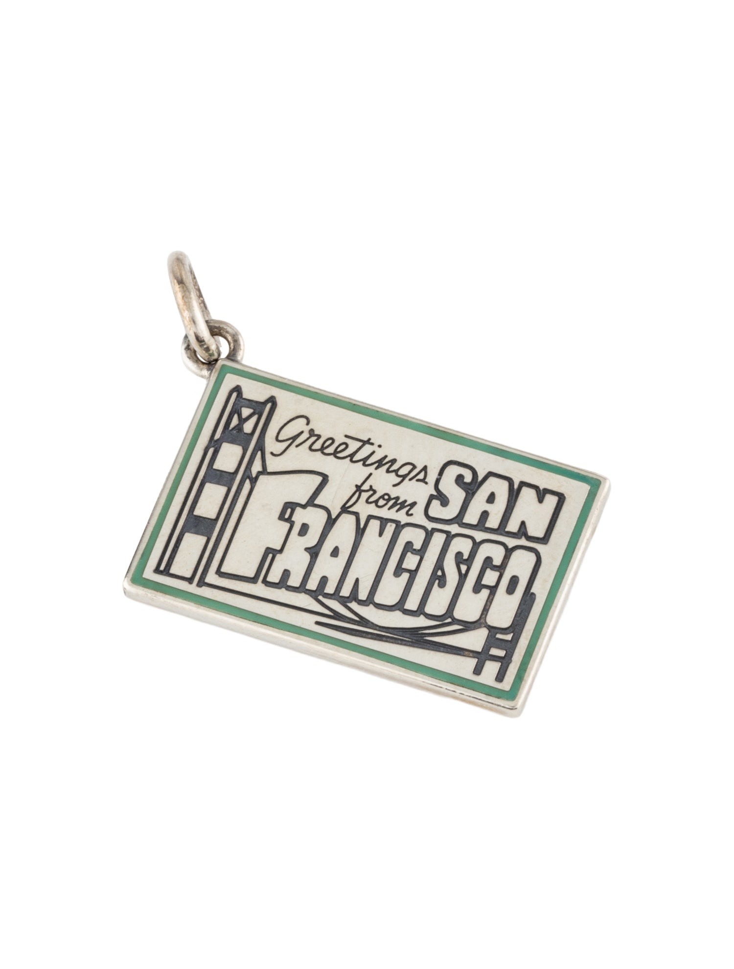 Tiffany & Co. Enamel 'Greetings from San Francisco' Postcard Charm