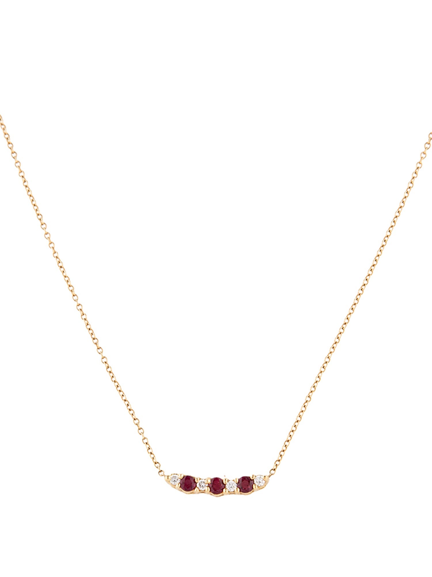 Tiffany & Co. Vintage 18K Ruby & Diamond Bar Pendant Necklace