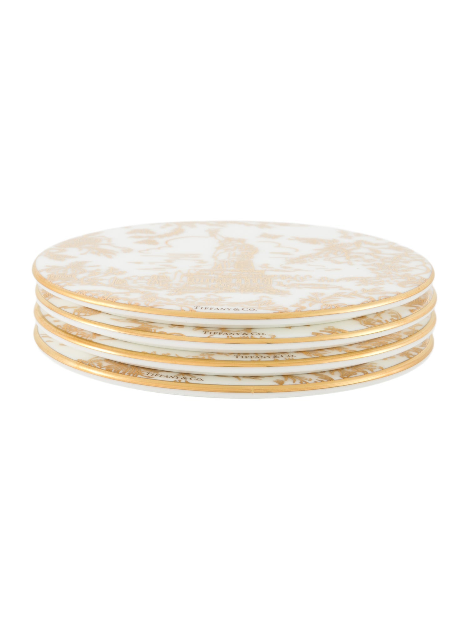 Tiffany & Co. 4-Piece NYC Toile Bone China Coasters Set