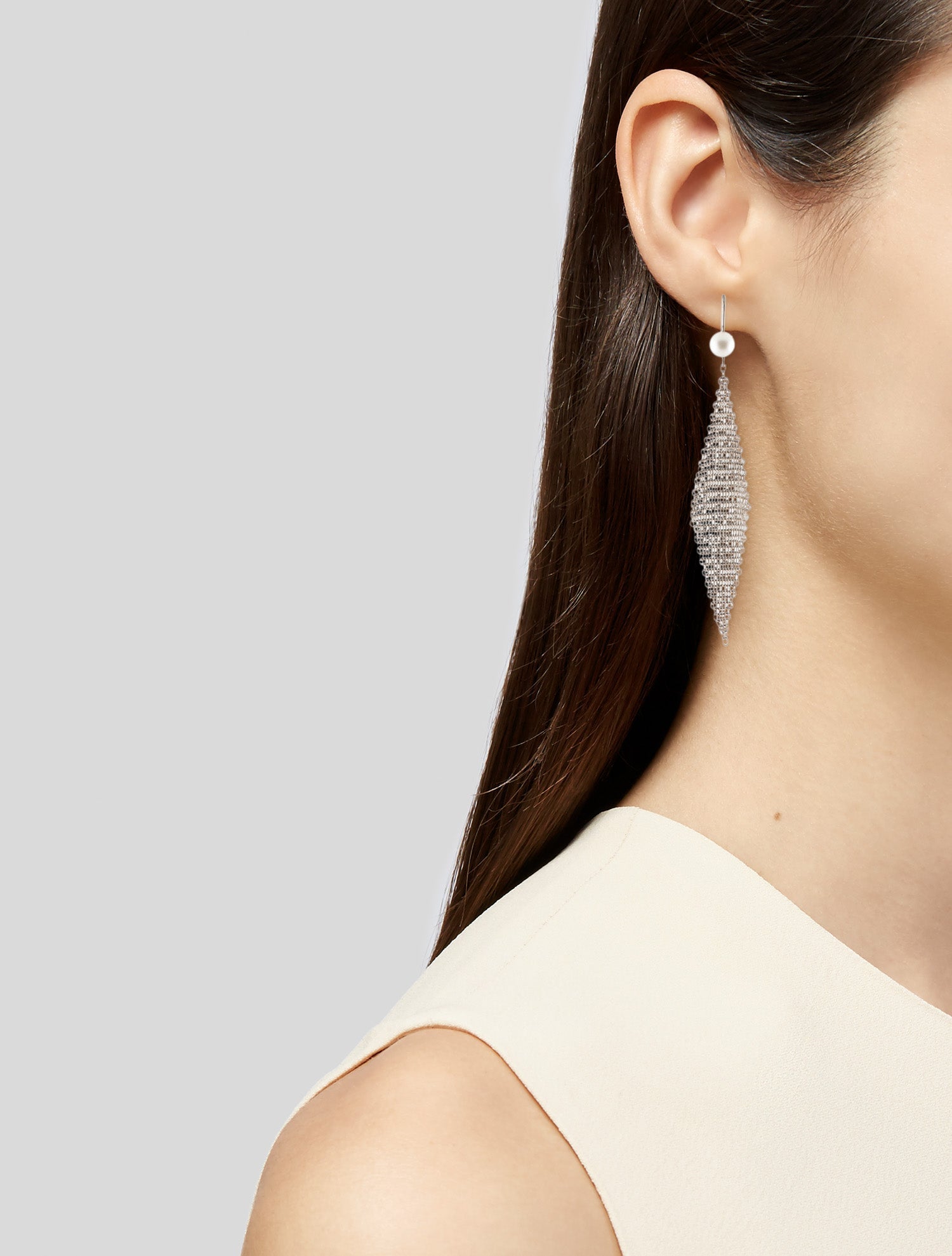 Tiffany & Co. Pearl Mesh Tassel Drop Earrings
