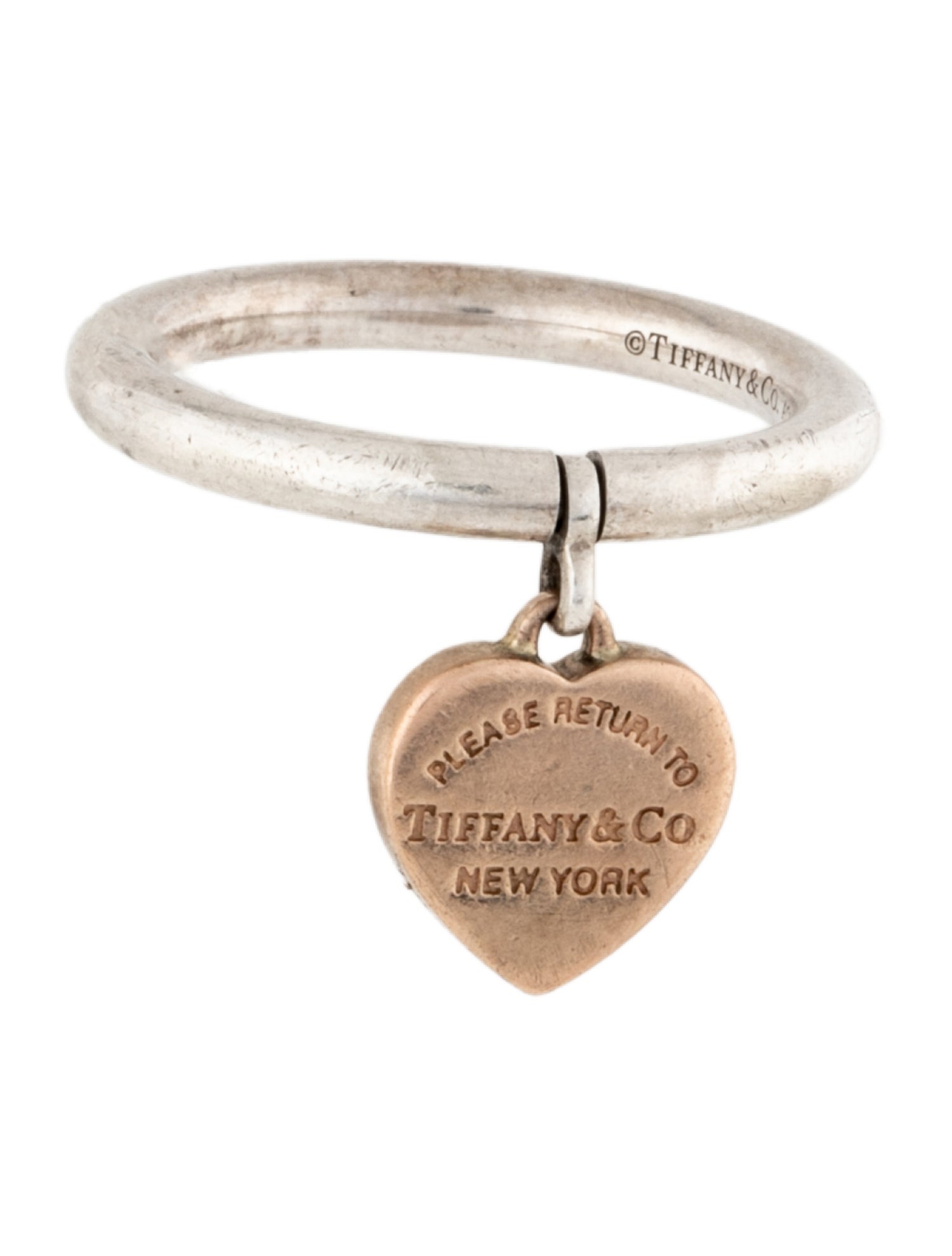 Tiffany & Co. Two-Tone Heart Tag Charm Ring