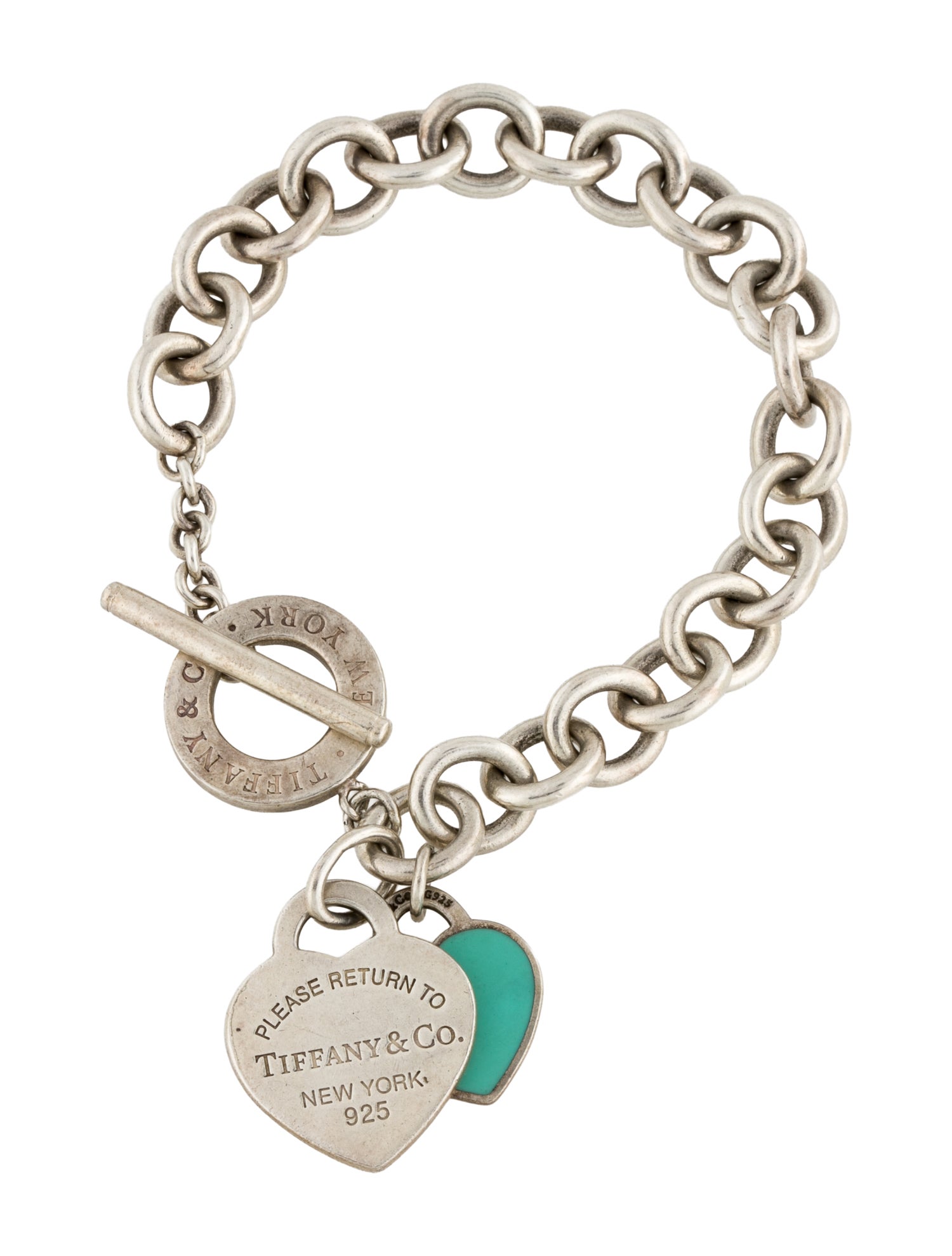 Tiffany & Co. Enamel Double Heart Tag Toggle Bracelet
