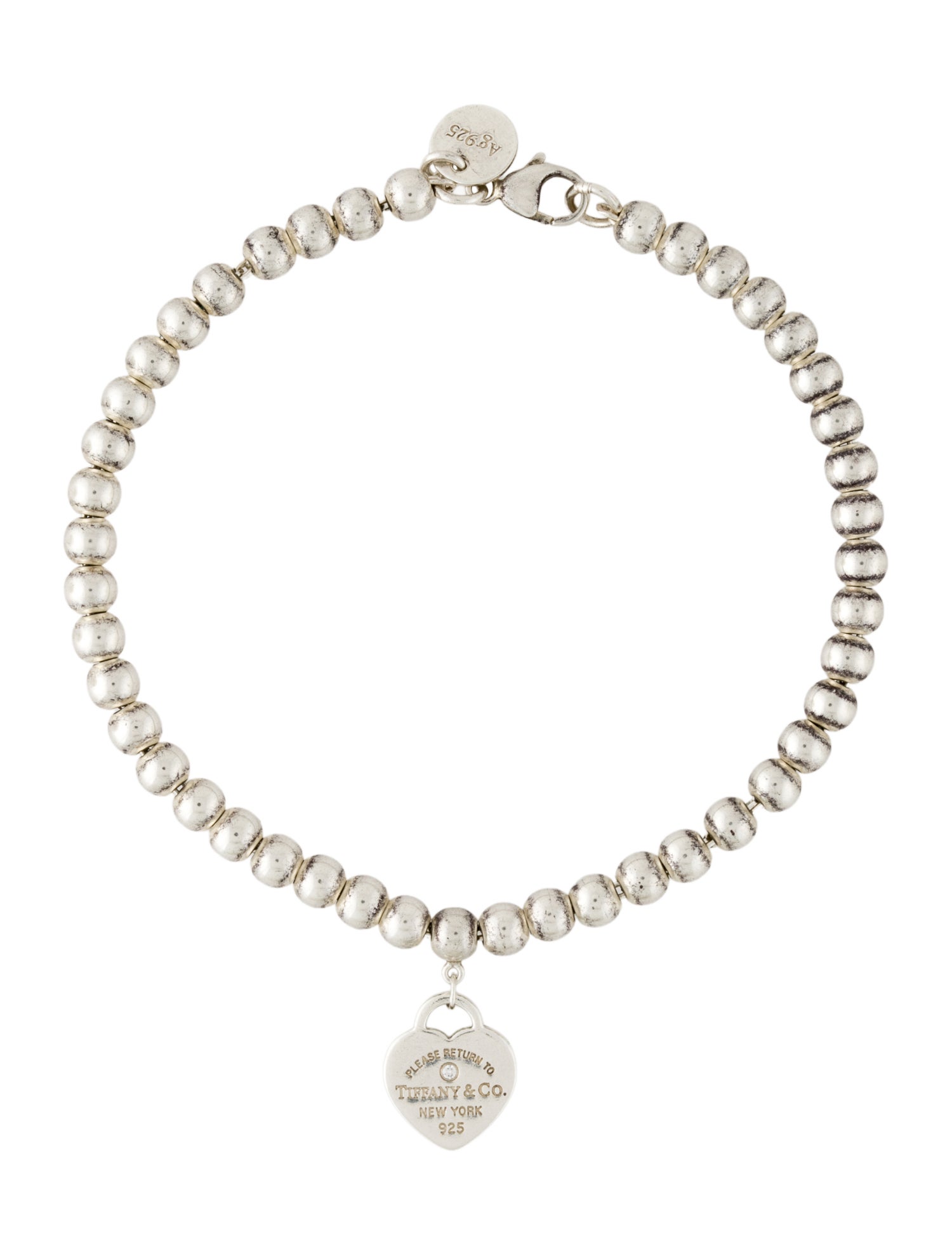 Tiffany & Co. Enamel & Diamond Heart Tag Bracelet