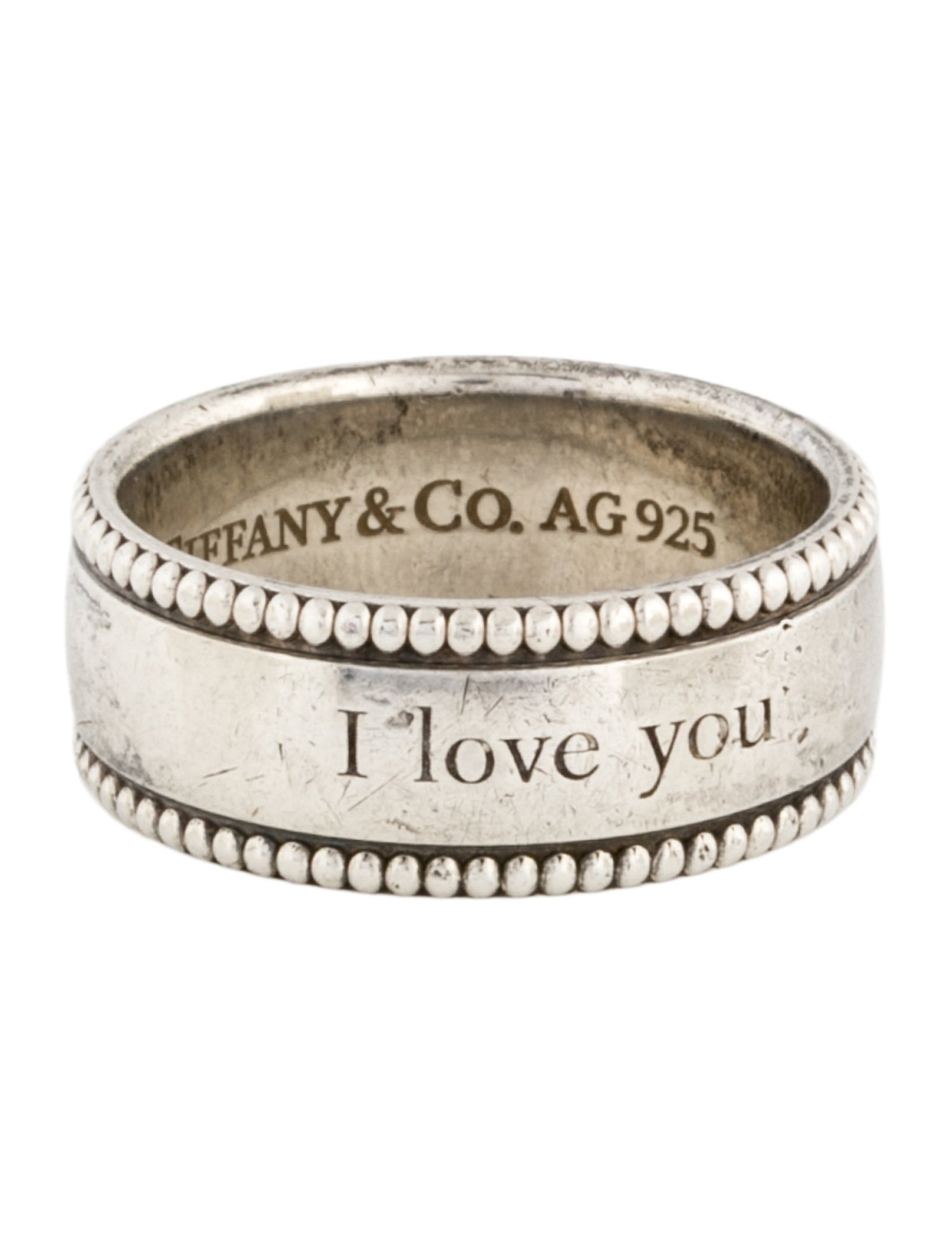 Tiffany & Co. 'I Love You' Beaded Wide Band - Band, Rings