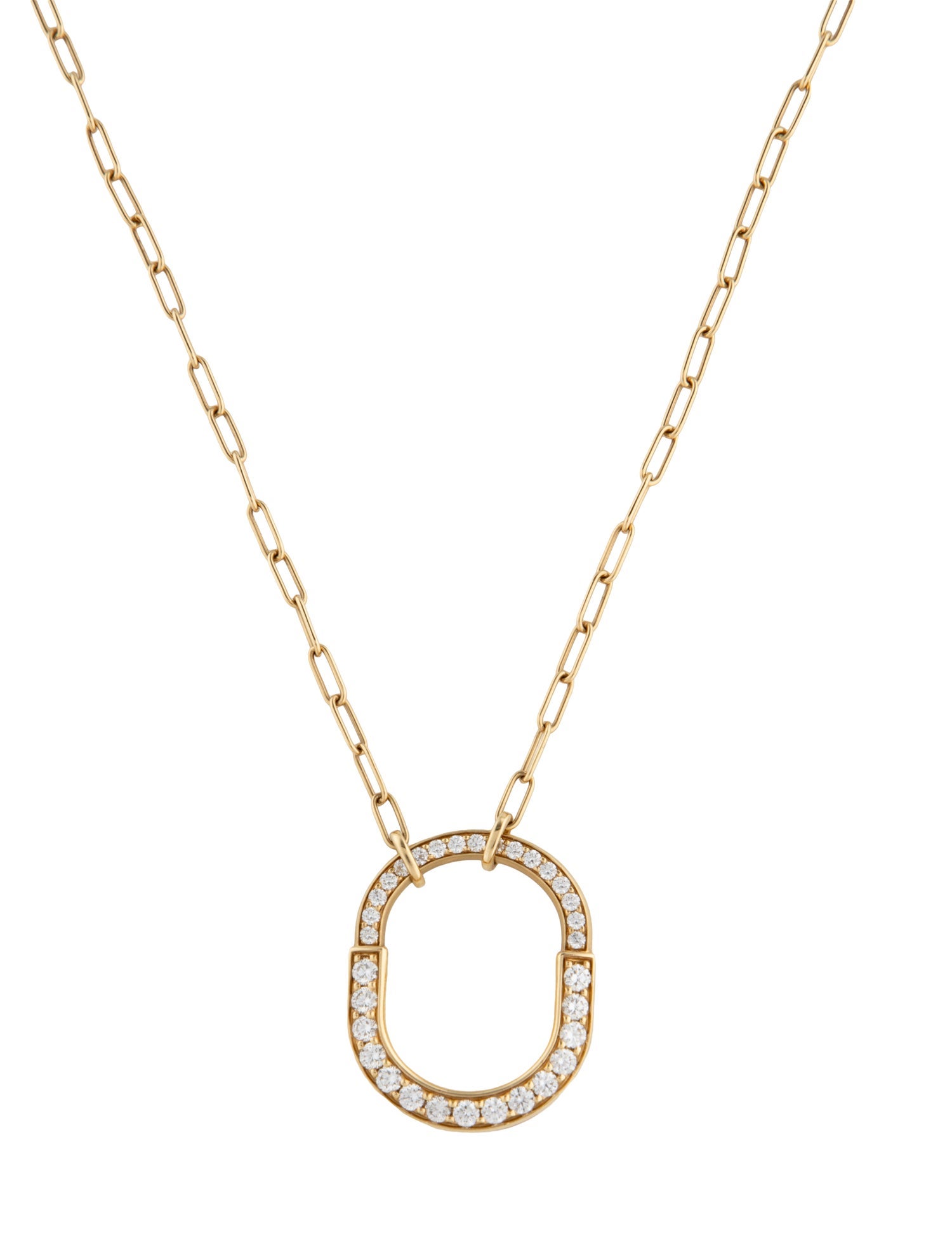 Tiffany & Co. 18K Diamond Medium Lock Pendant Necklace