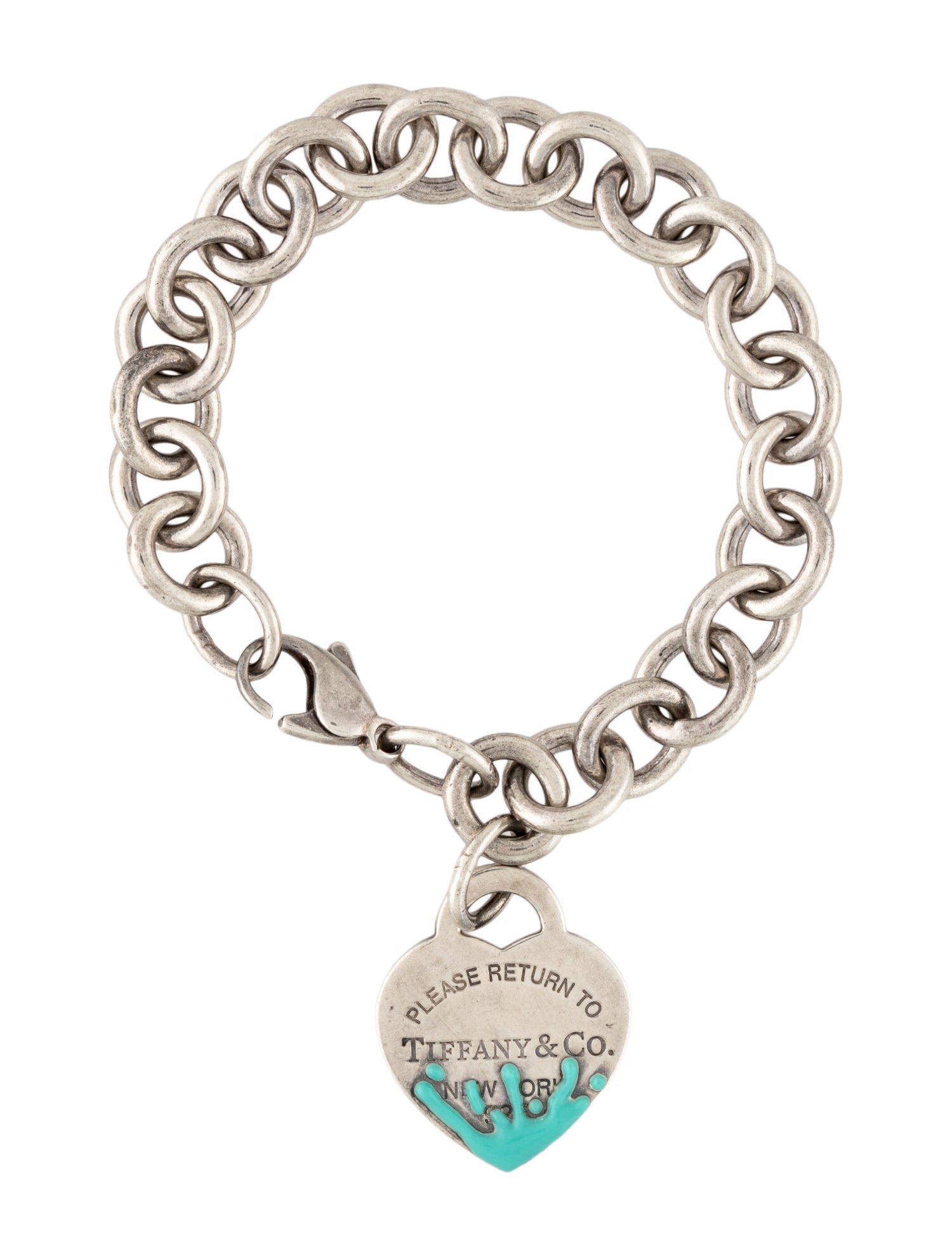 Tiffany & Co. Enamel Color Splash Heart Tag Charm Bracelet