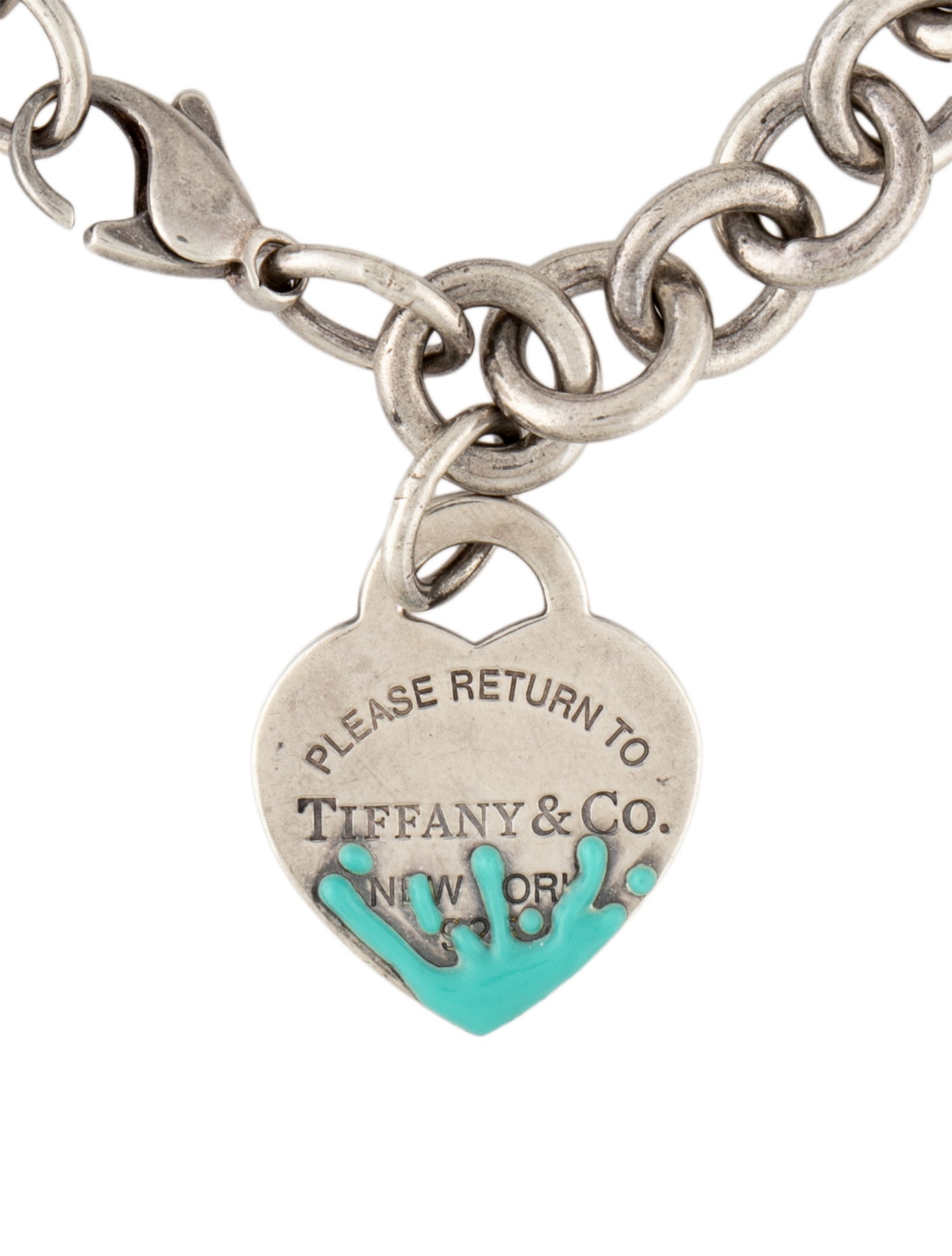 Tiffany & Co. Enamel Color Splash Heart Tag Charm Bracelet