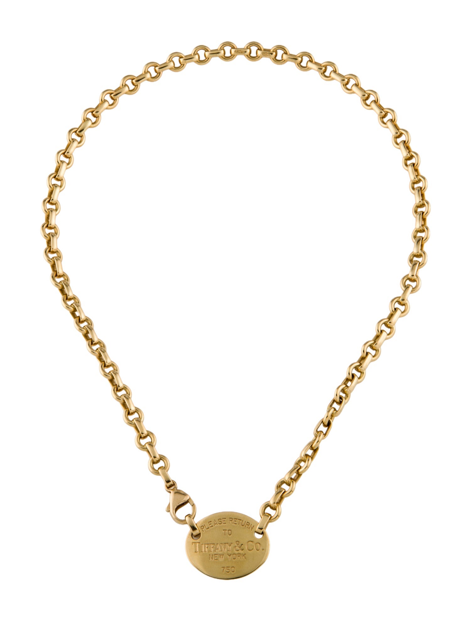 Tiffany & Co. 18K Oval Tag Necklace