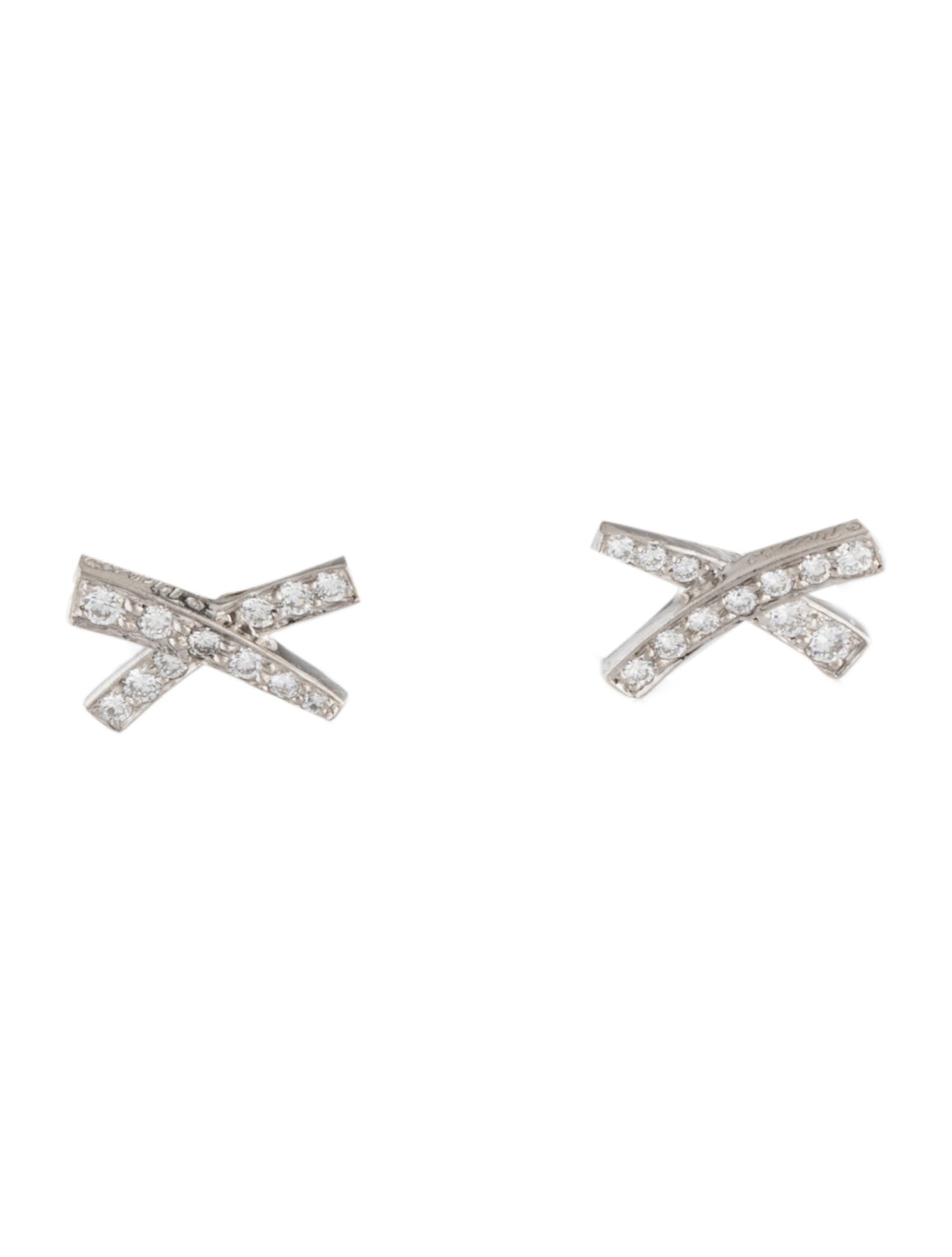 Tiffany & Co. Vintage Platinum Diamond Graffiti X Stud Earrings