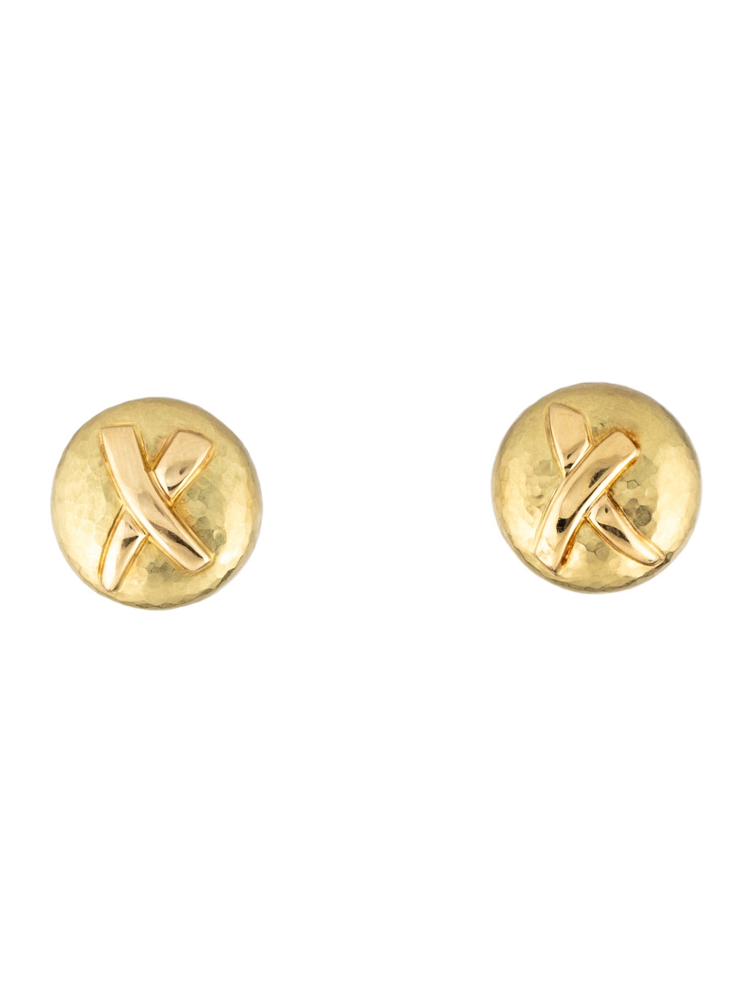 Tiffany & Co. Vintage 18K Hammered X Clip-On Earrings