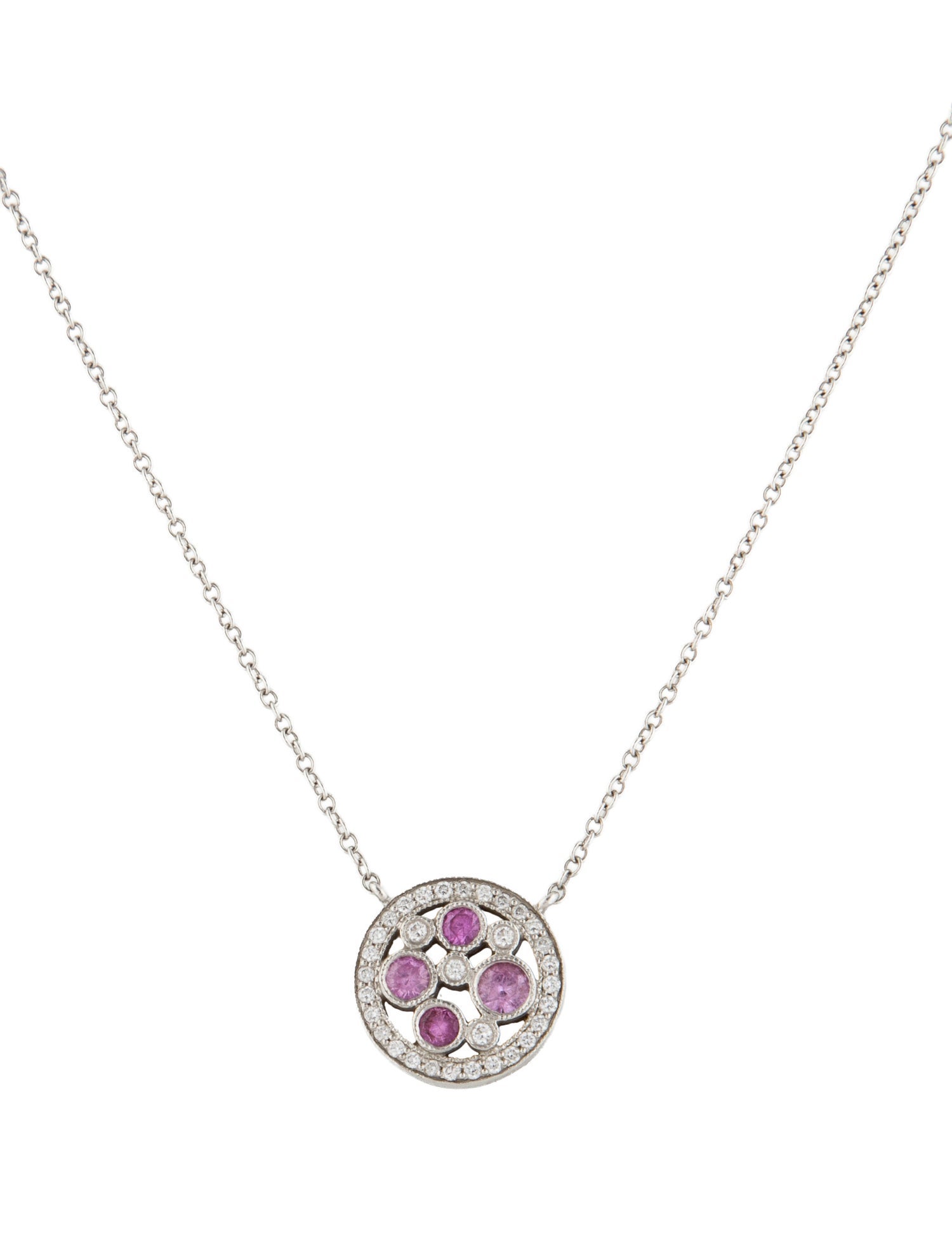 Tiffany & Co. Platinum Sapphire & Diamond Cobblestone Pendant Necklace