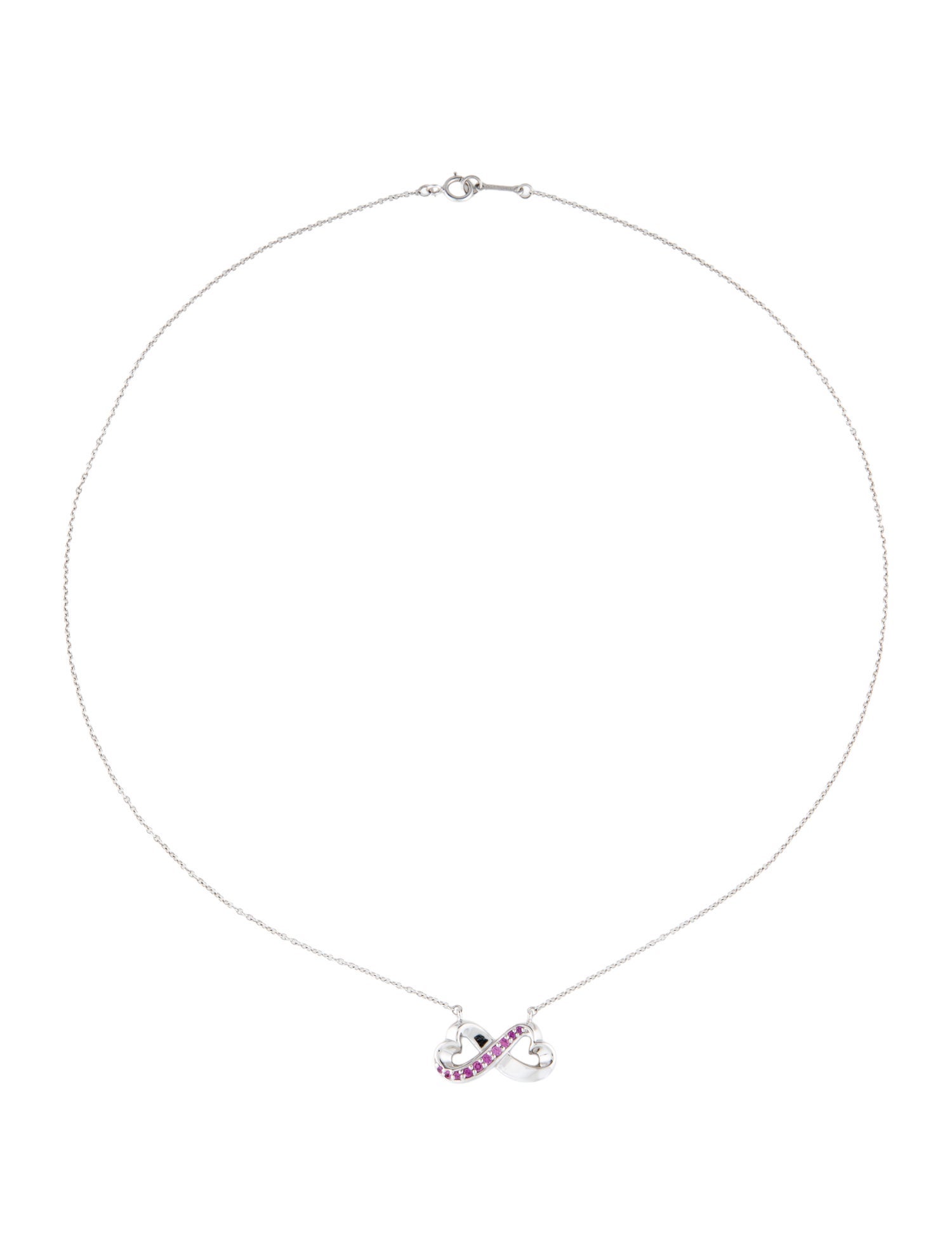 Tiffany & Co. 18K Sapphire Double Loving Heart Pendant Necklace