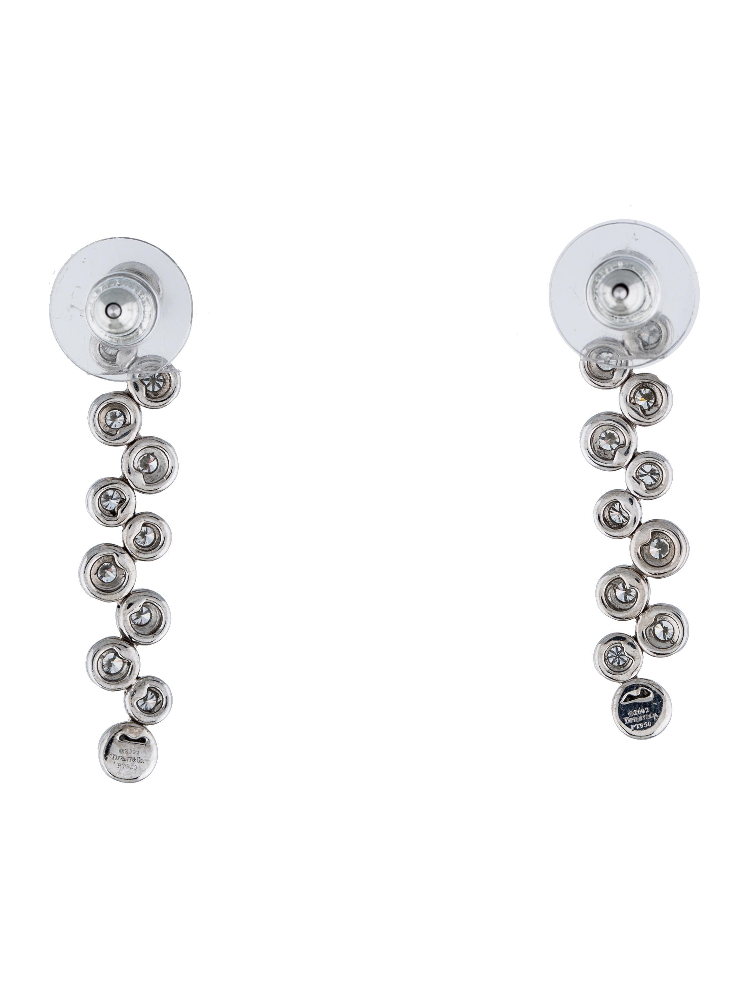 Tiffany & Co. Platinum Diamond Bubble Drop Earrings Earrings