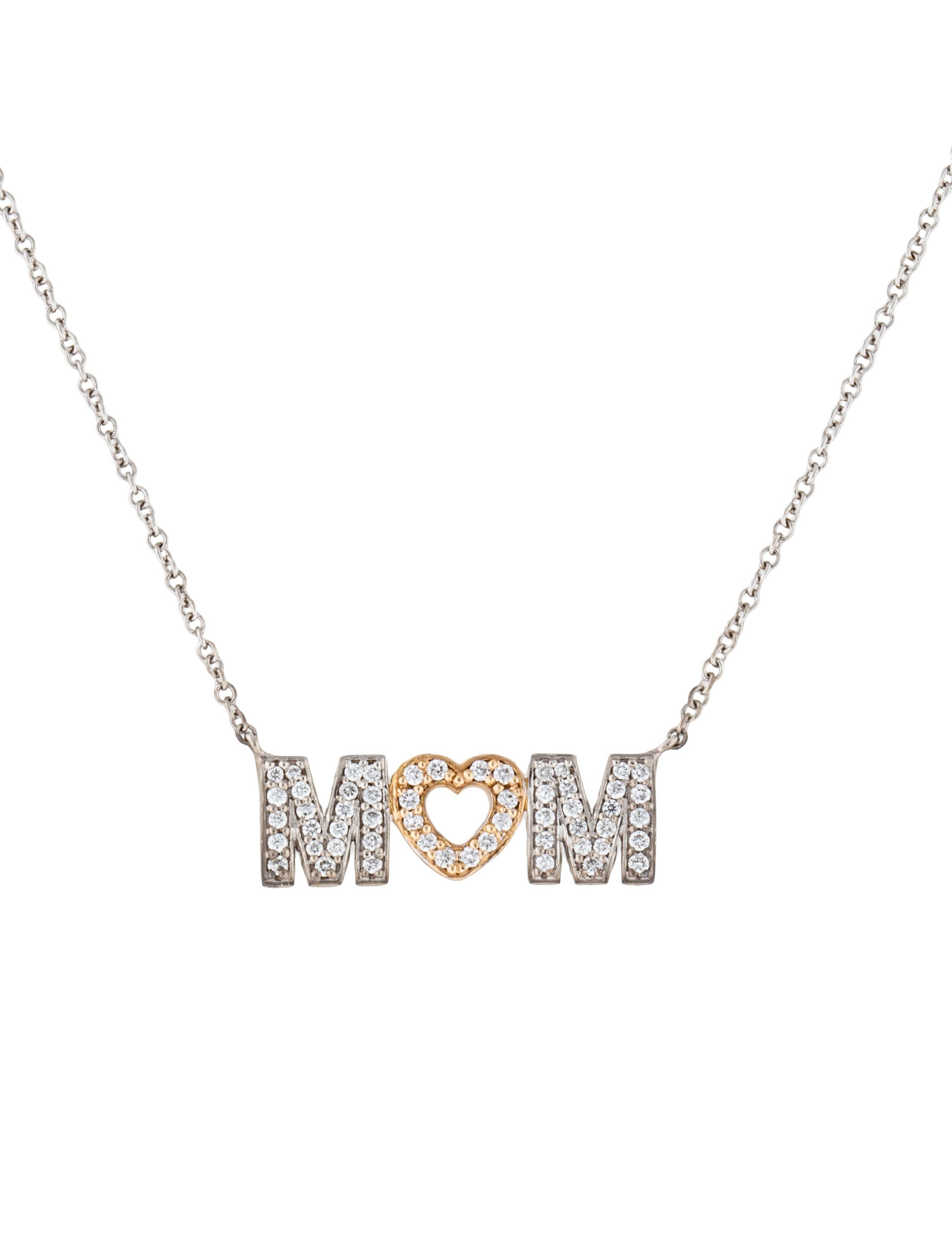 Tiffany & Co. 18K Diamond Mom Pendant Necklace Necklaces TIF51115