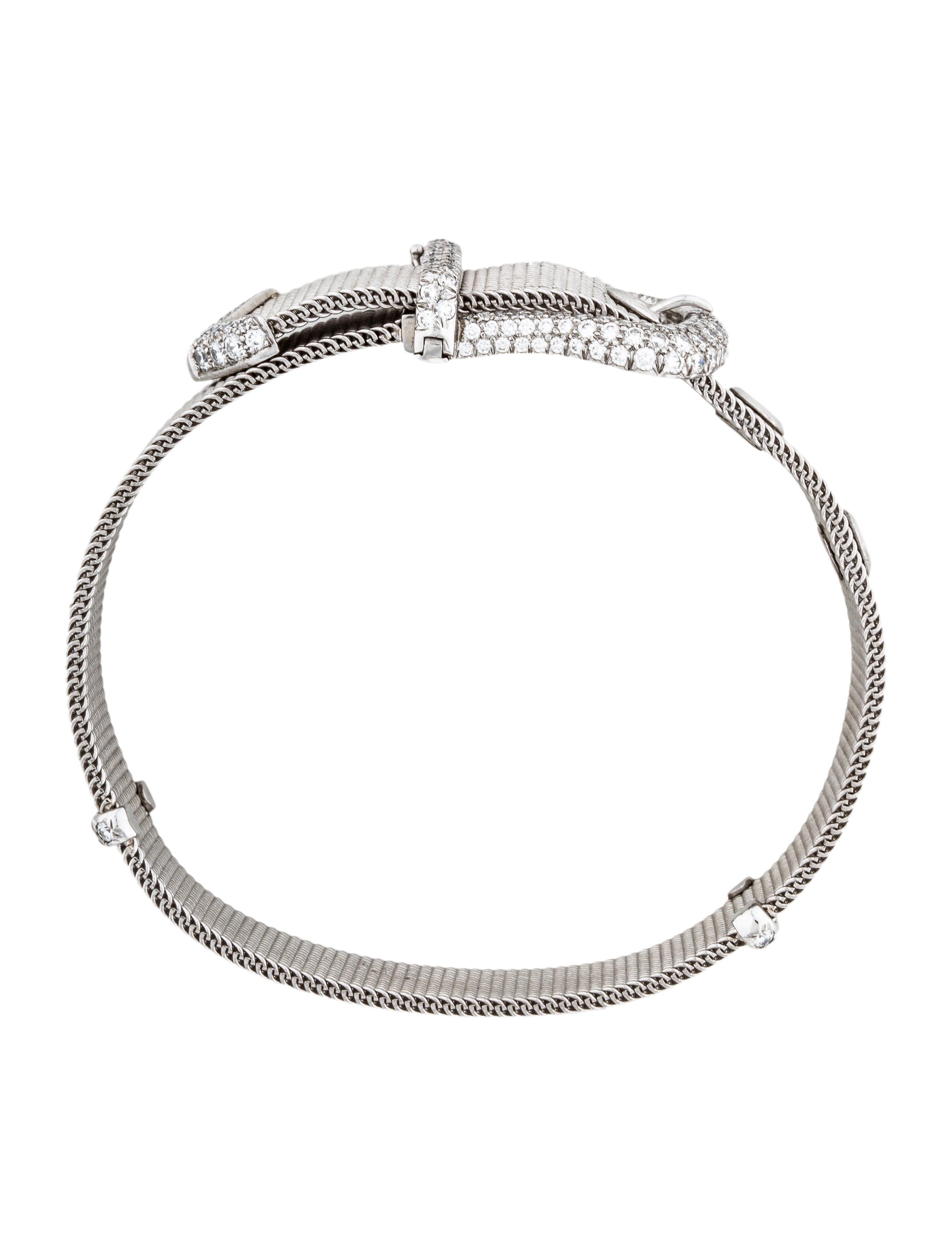 Tiffany & Co. Platinum Belt Buckle Diamond Mesh Bracelet Bracelets