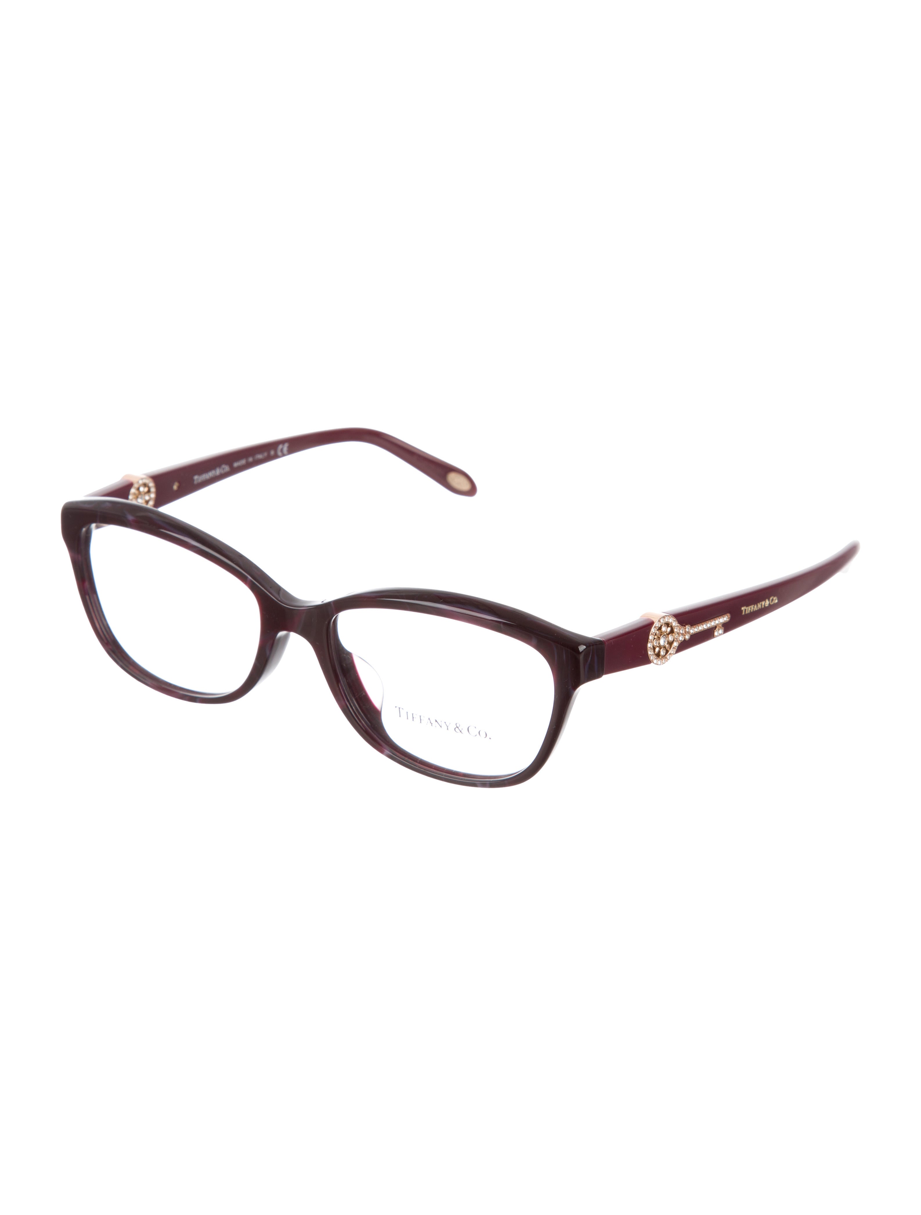 Tiffany & Co. JewelEmbellished Key Eyeglasses w/ Tags Burgundy