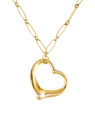 Tiffany & Co. 18K Open Heart Pendant Necklace