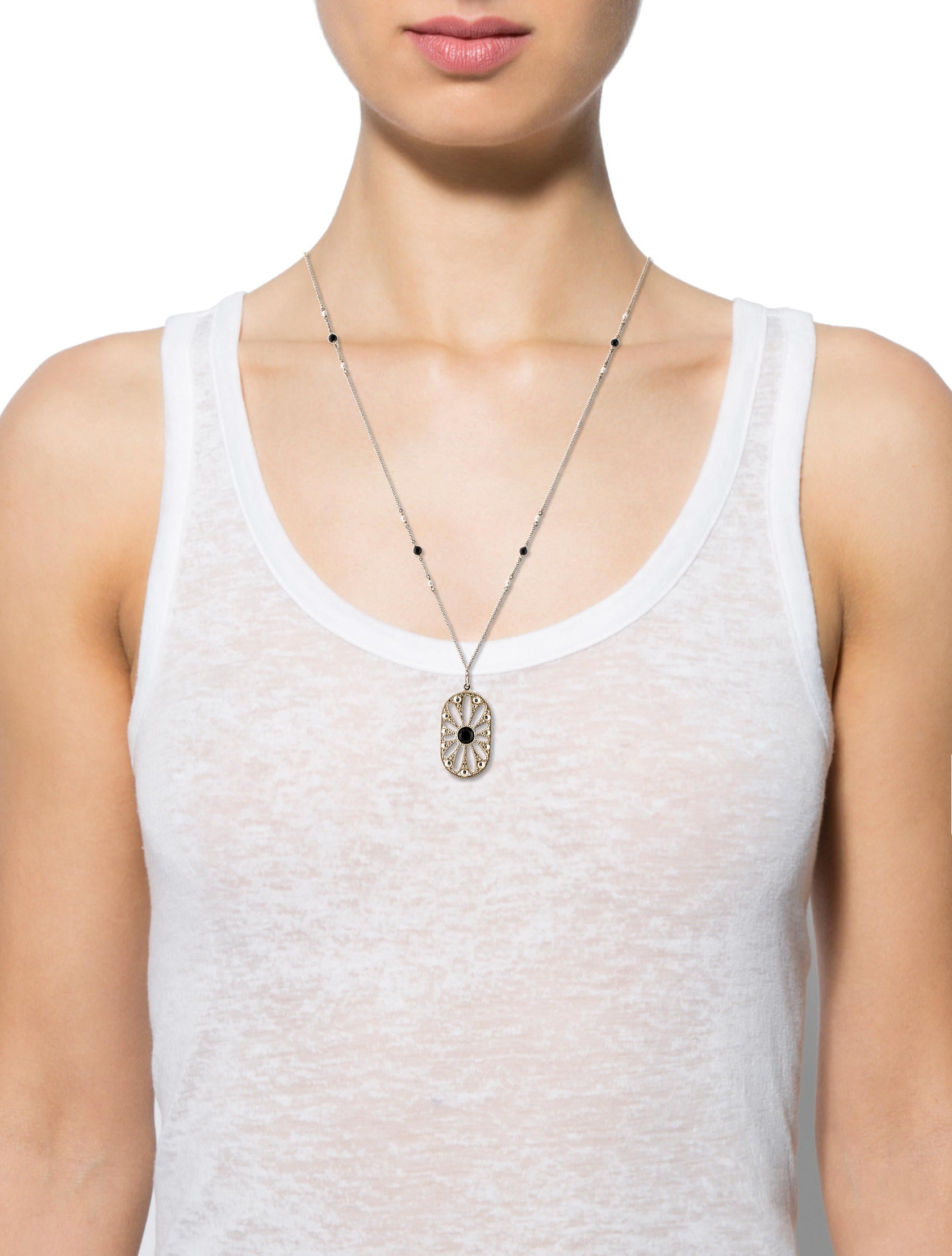 Ziegfeld Onyx \u0026 Pearl Necklace 