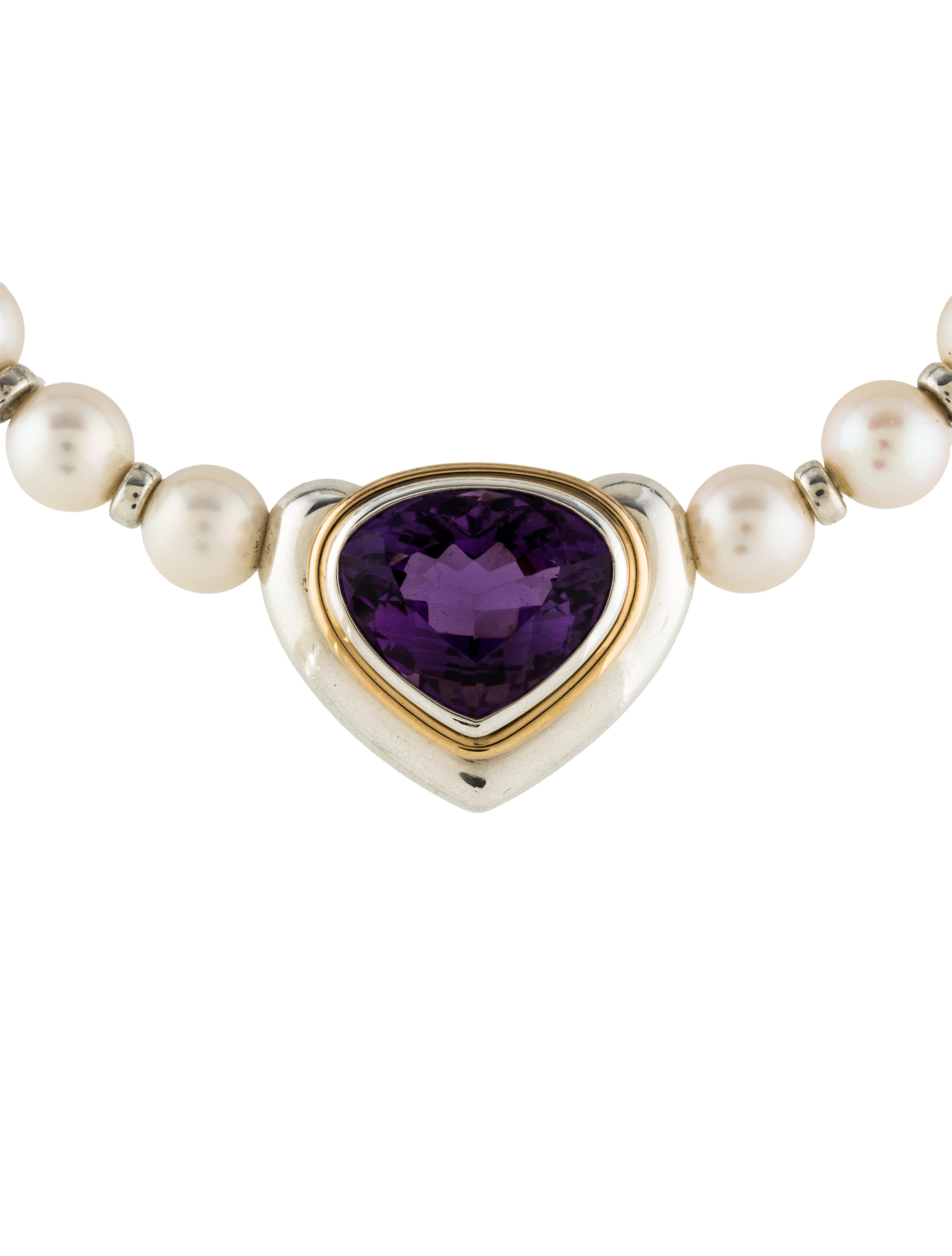 Tiffany & Co. Amethyst, Hematite & Pearl Pendant Necklace Necklaces TIF57250 The RealReal