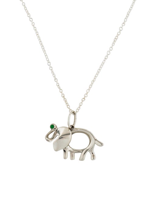 Tiffany & Co. Tsavorite Elephant Charm Necklace