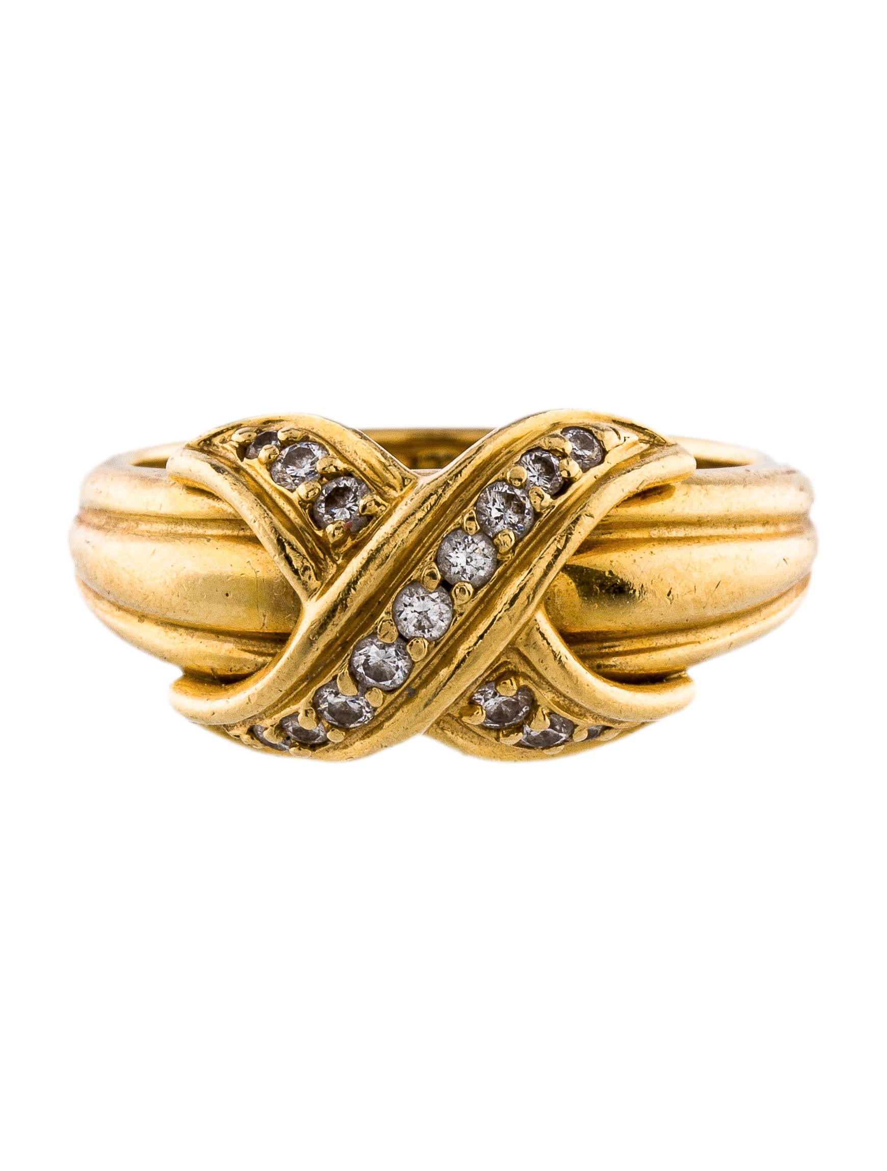 Tiffany & Co. 18K Diamond X Ring Rings TIF60033 The RealReal
