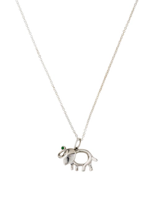 Tiffany & Co. Tsavorite Elephant Pendant Necklace