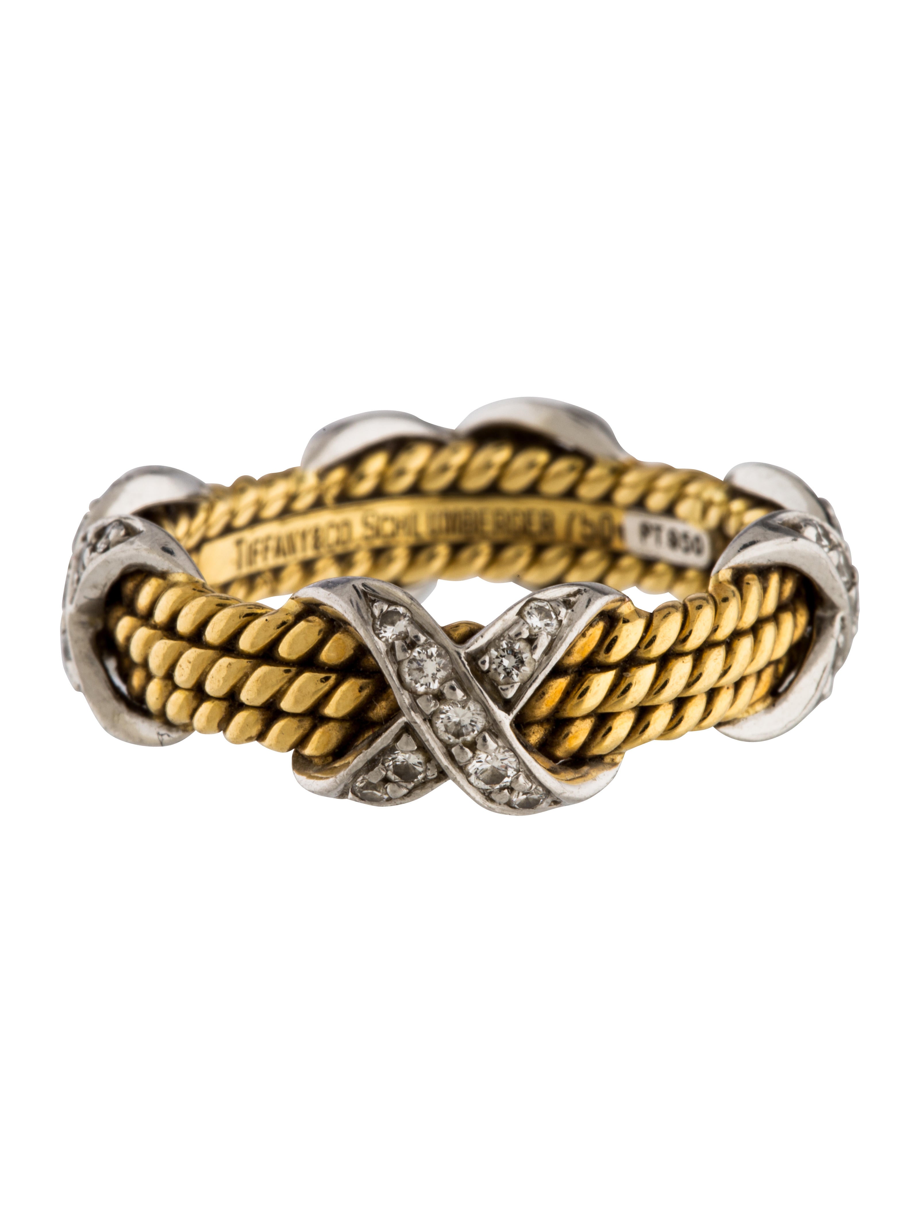 Tiffany & Co. Diamond Rope ThreeRow X Ring Rings TIF61052 The