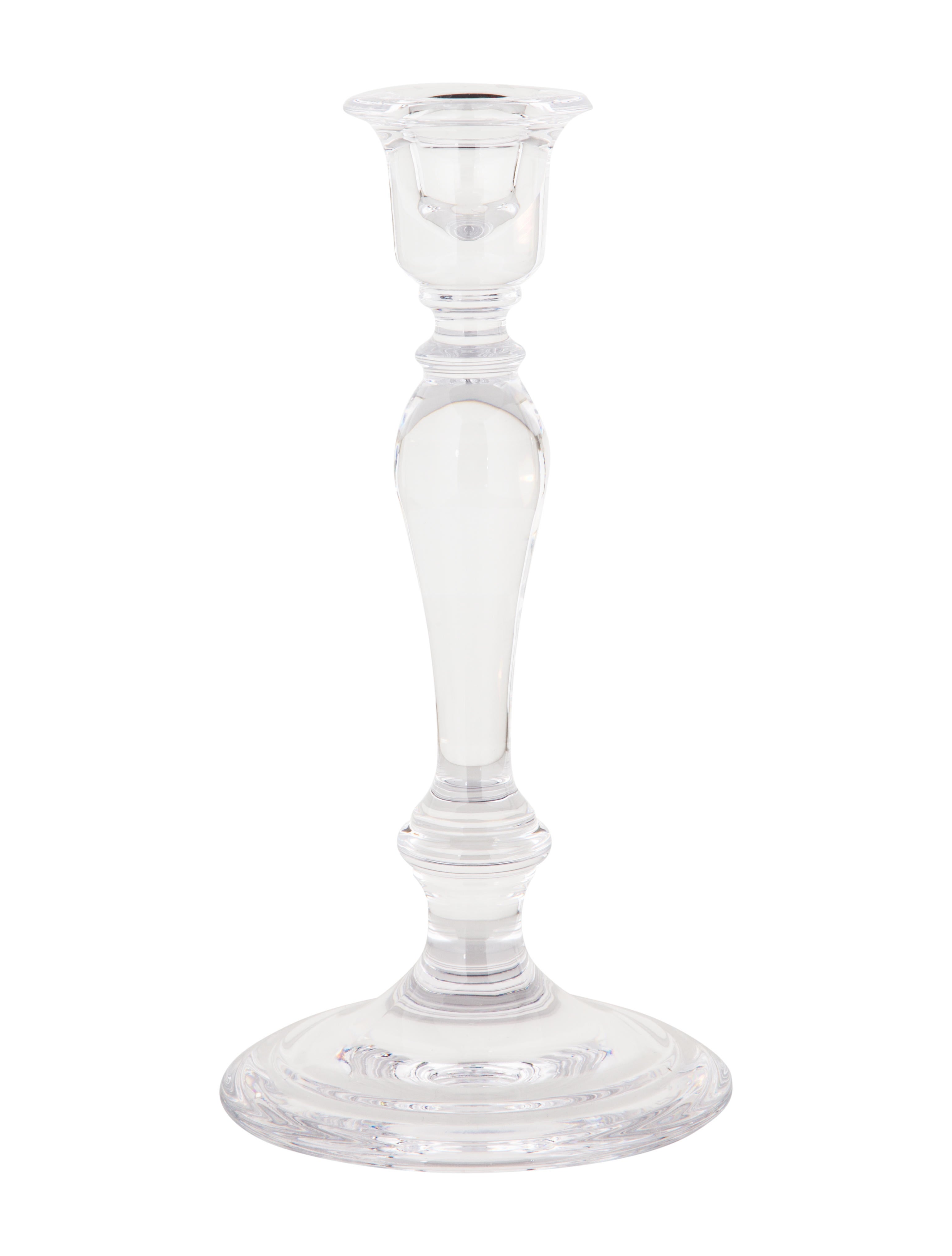 Tiffany & Co. Pair of Classic Crystal Candlesticks Clear Decorative