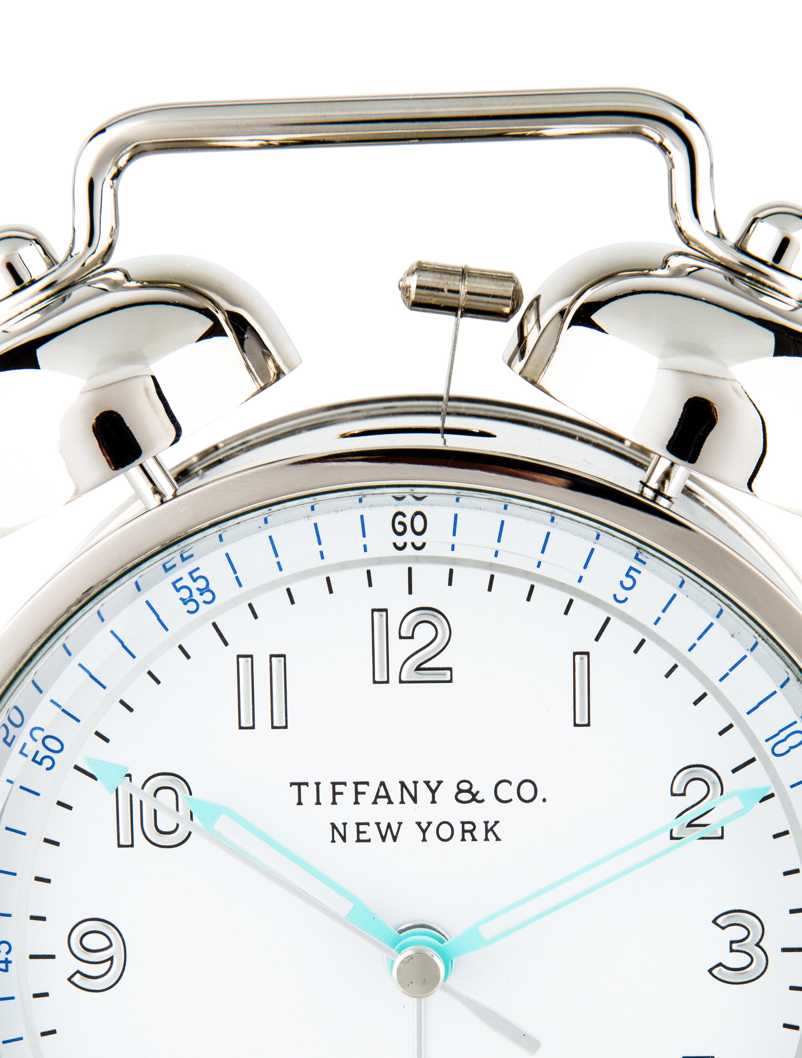 Tiffany & Co. Nickel Twin Bell Alarm Clock - Blue Decorative