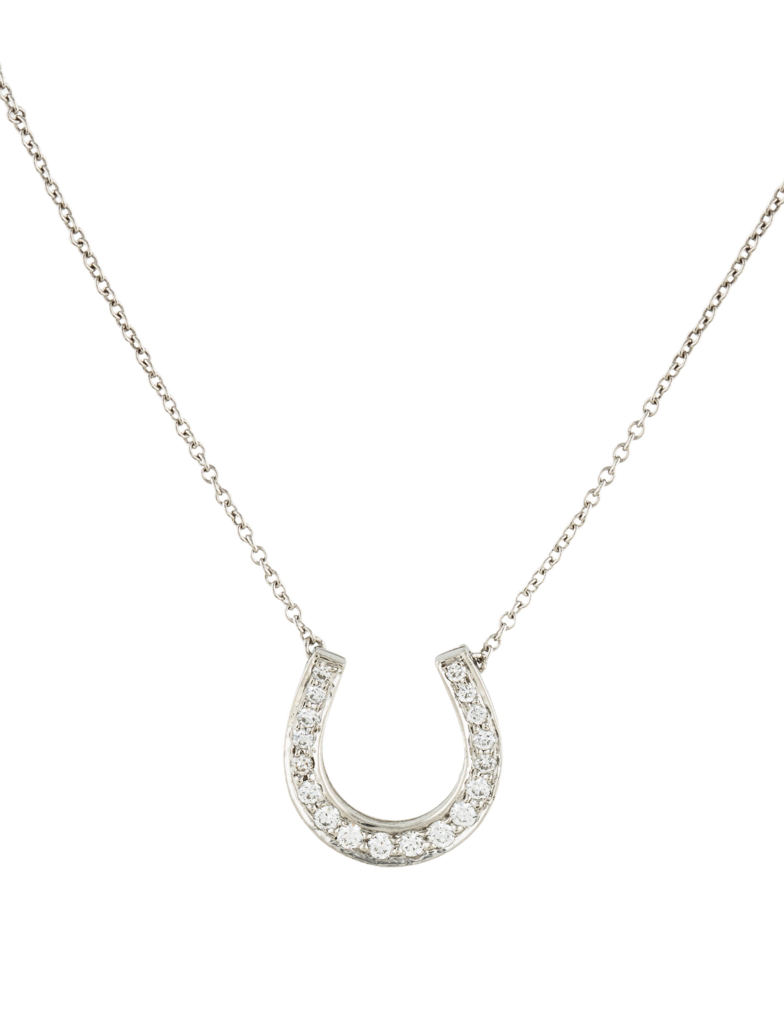 Co Platinum Diamond Horseshoe Pendant Necklace Platinum Diamond Horseshoe Pendant Necklace
