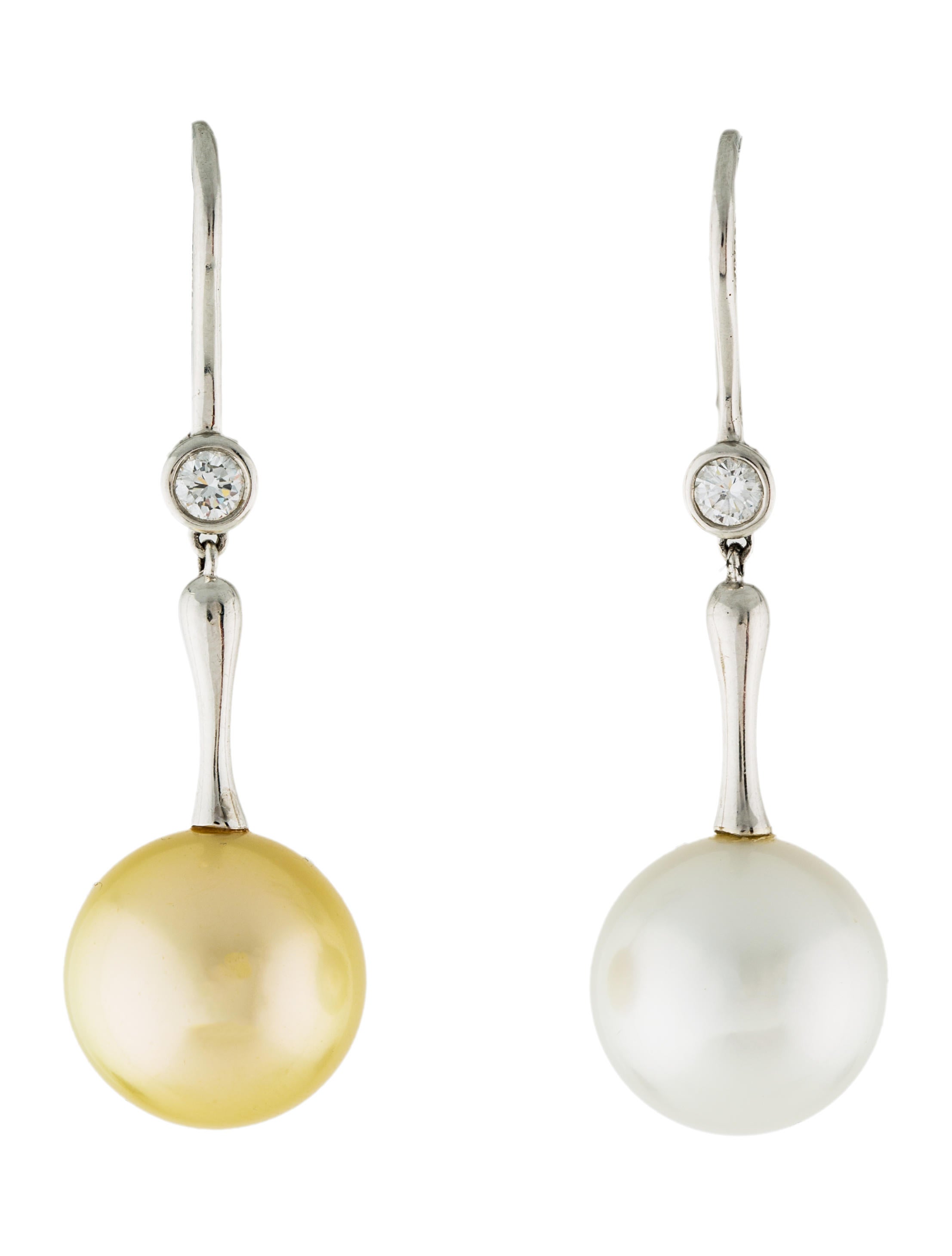 Tiffany Co Platinum Pearl Diamond Drop Earrings Platinum Pearl Diamond Drop Earrings