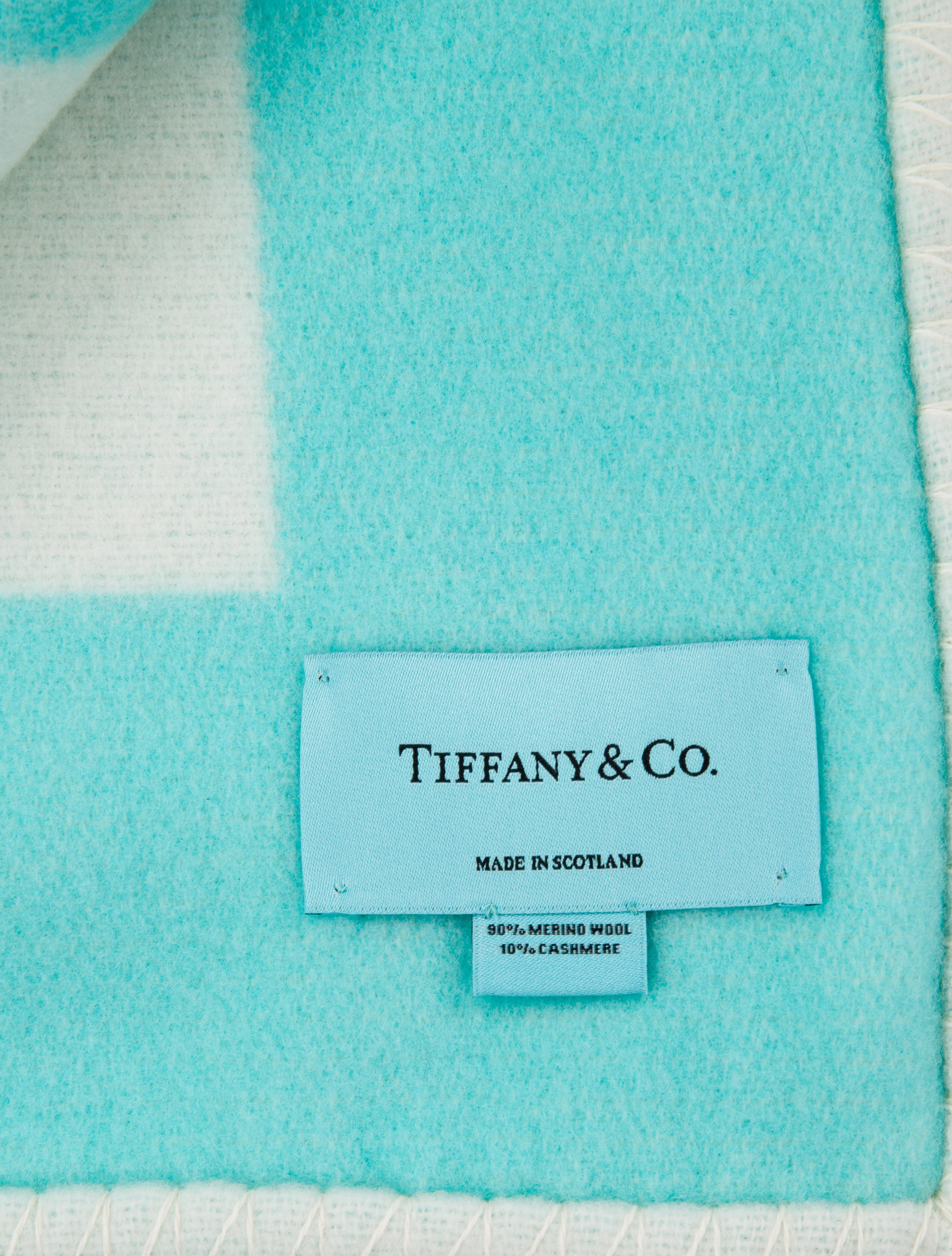 Tiffany & Co. Wool & Cashmere Throw Blanket Blue Throws, Pillows
