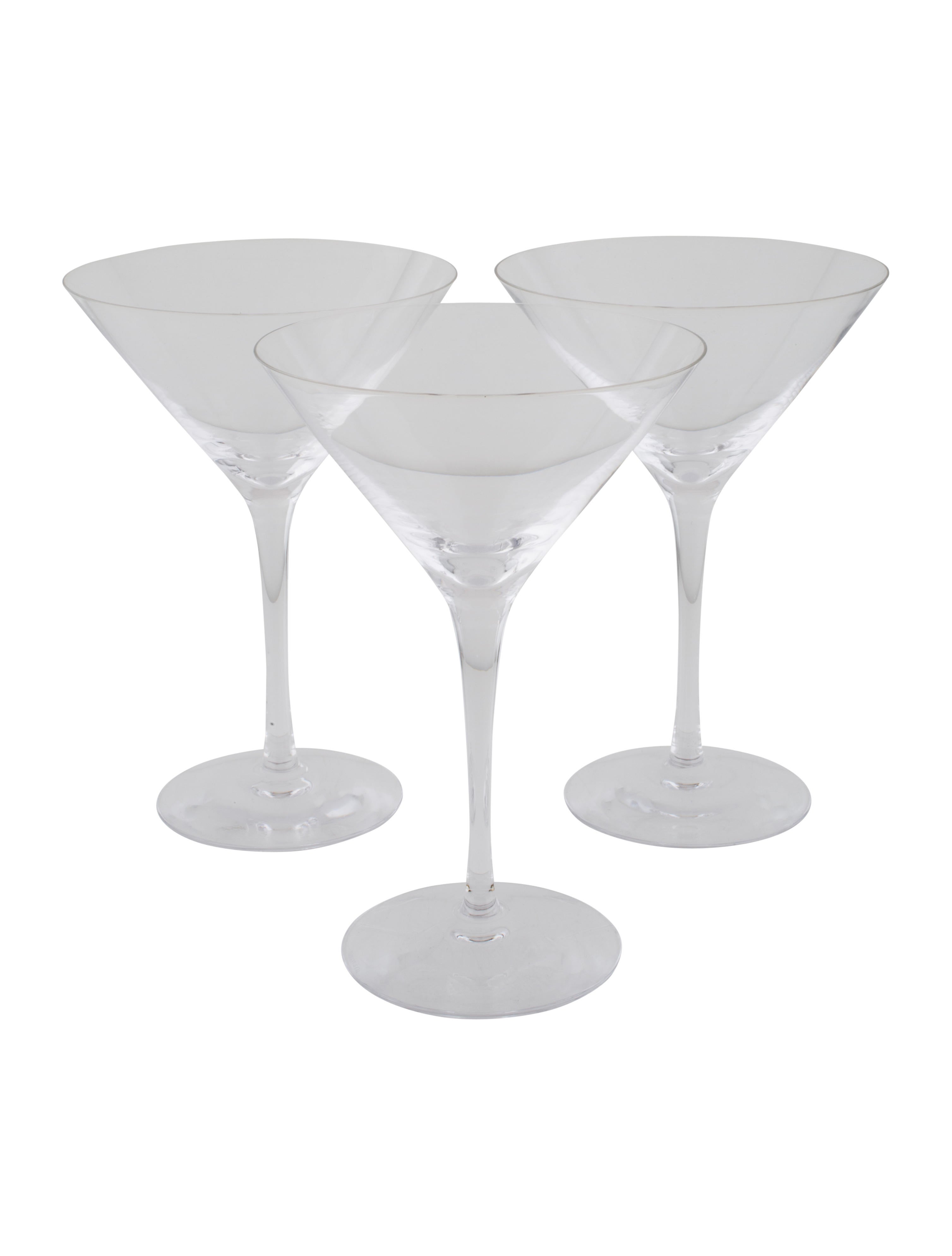 Tiffany & Co. Set of 3 Crystal Martini Glasses Clear Drinkware