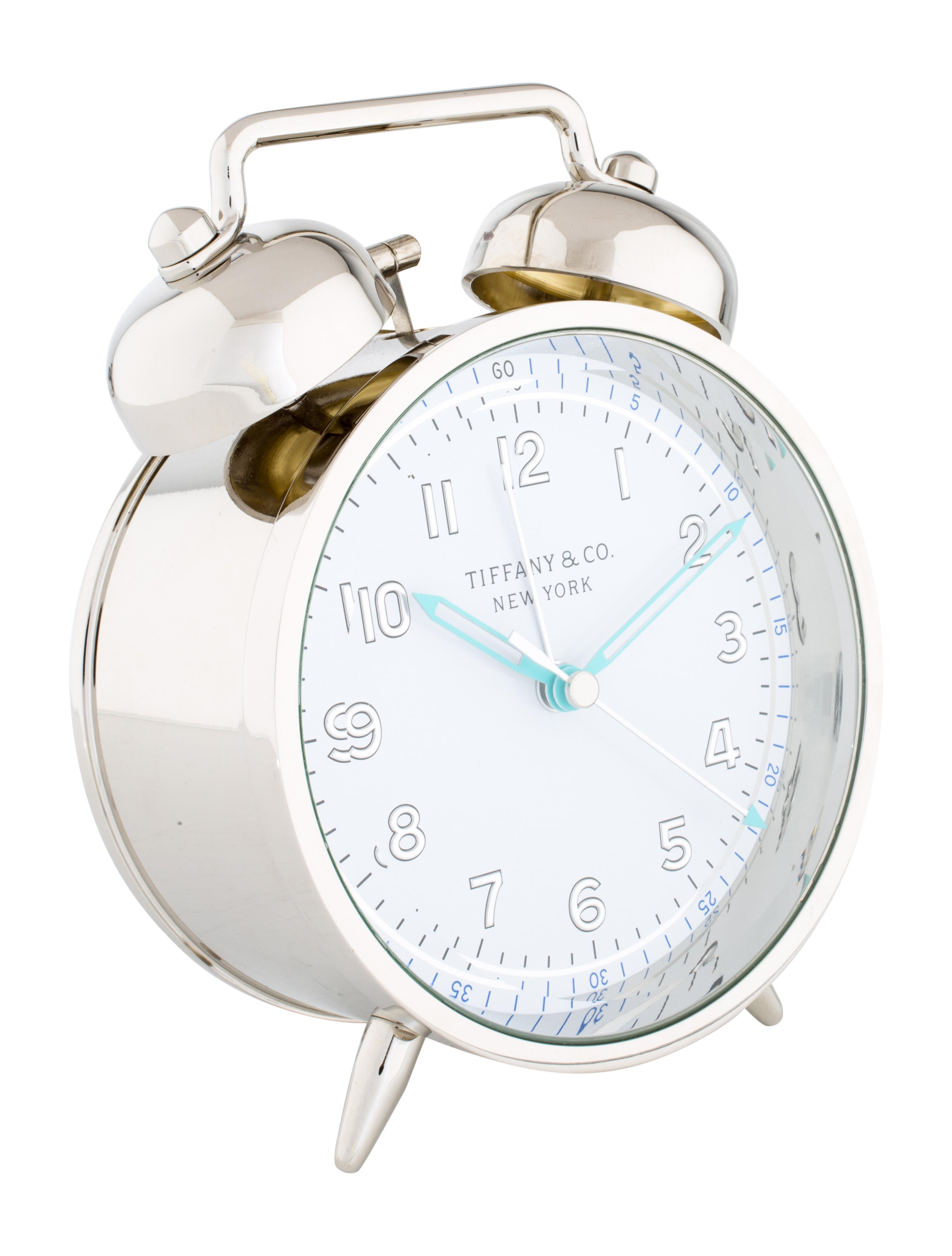 Tiffany & Co. Nickel Twin Bell Alarm Clock - Blue Decorative