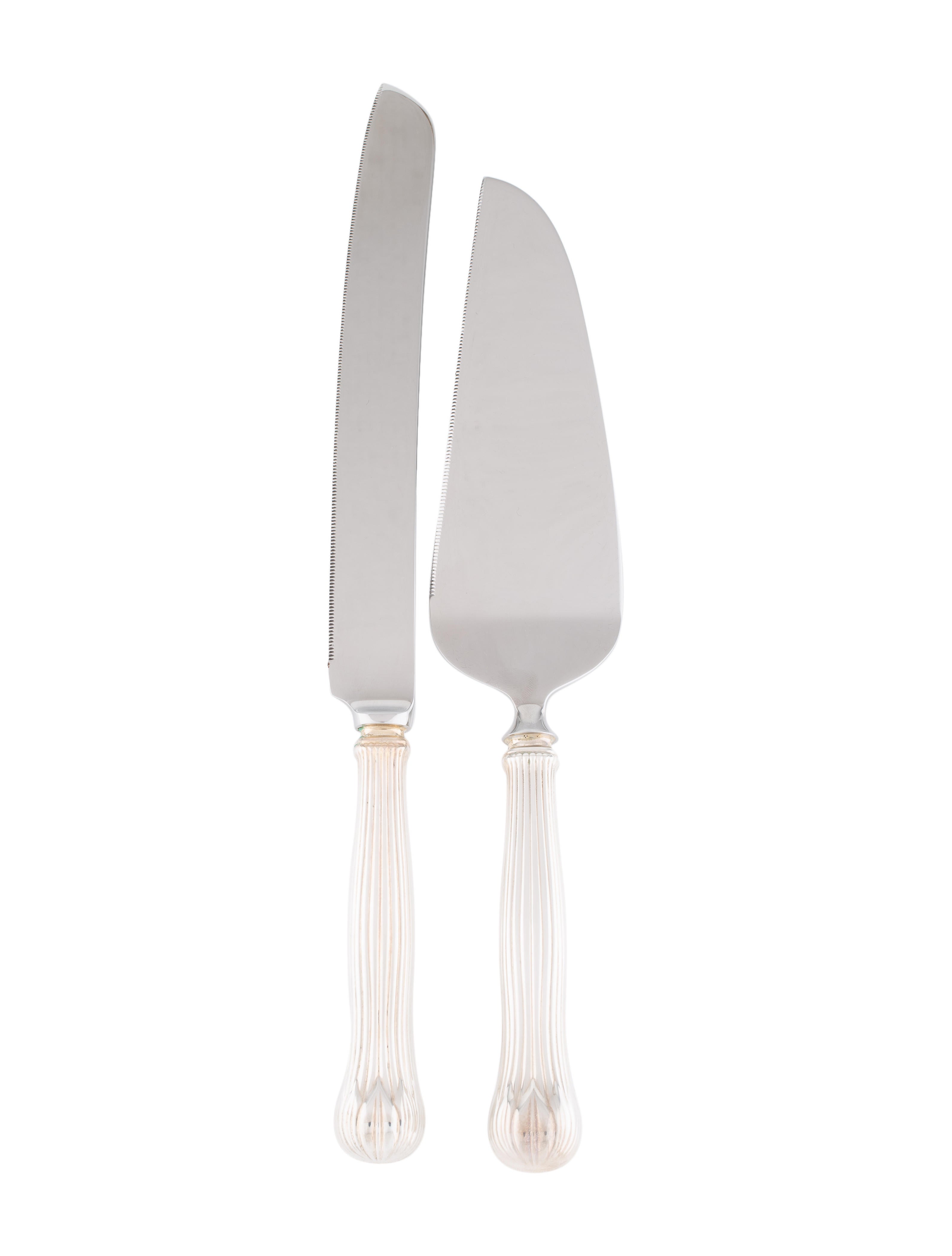 Tiffany & Co. 2Piece Sterling Lotus Cake Serving Set Tabletop
