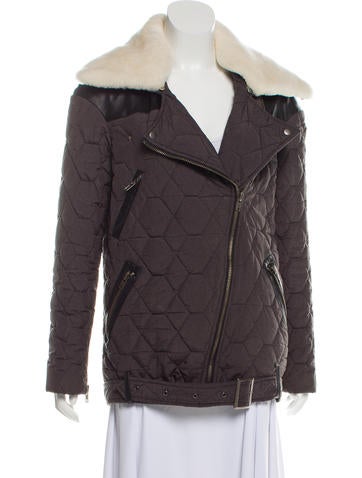 Timo Weiland Jackets Quilted Shearling-Trimmed Jacket S