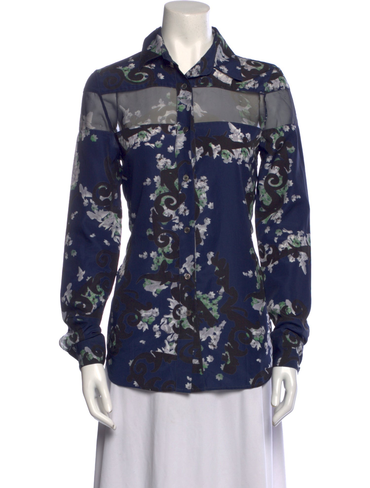 Timo Weiland Floral Print Long Sleeve Button-Up Top