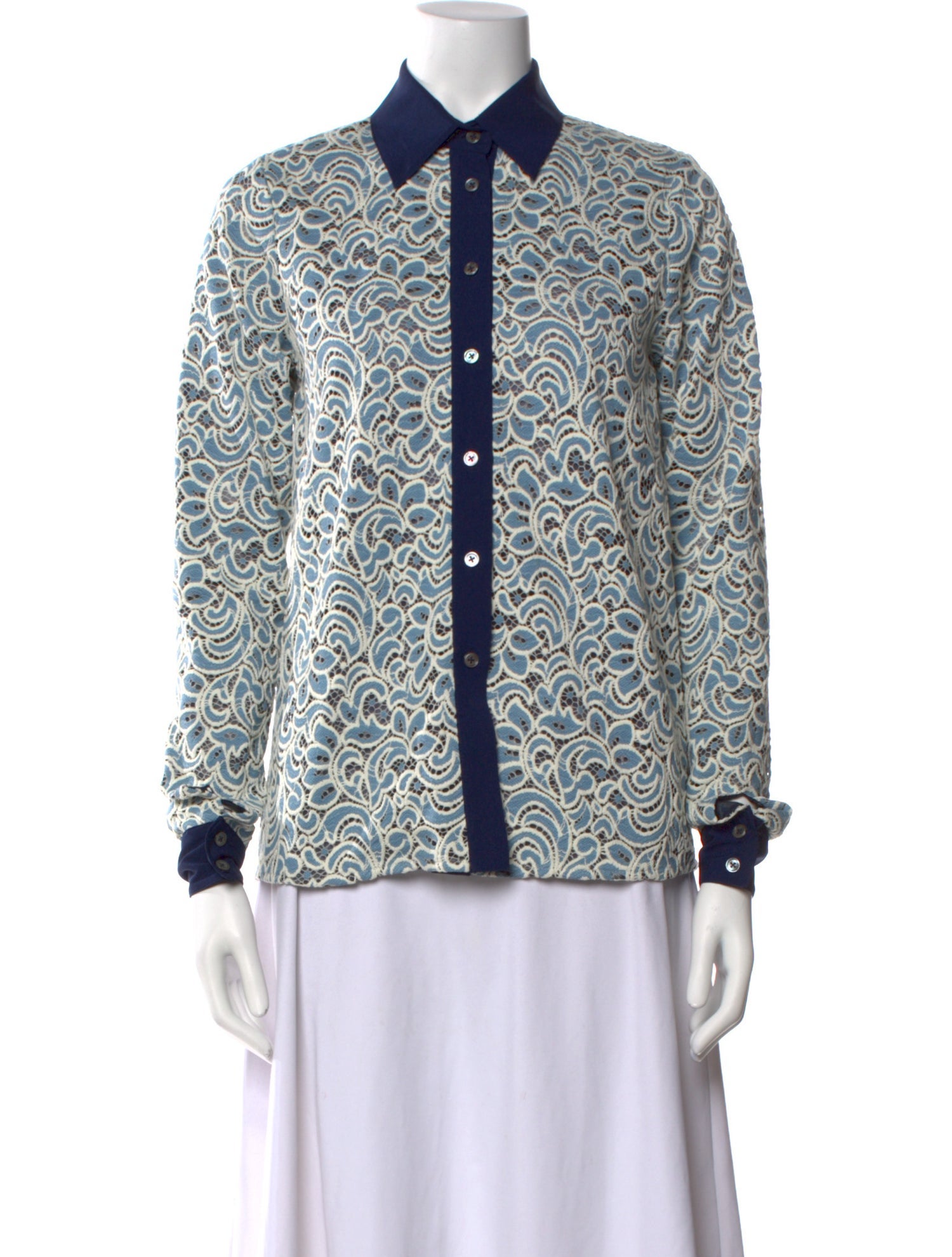Timo Weiland Printed Long Sleeve Button-Up Top