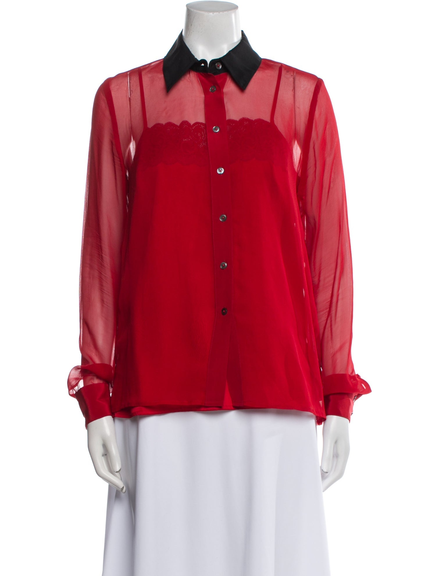 Timo Weiland Silk Long Sleeve Button-Up Top