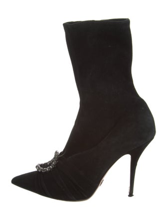 Oscar Tiye Suede Crystal Embellishments Sock Boots