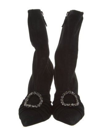 Oscar Tiye Suede Crystal Embellishments Sock Boots