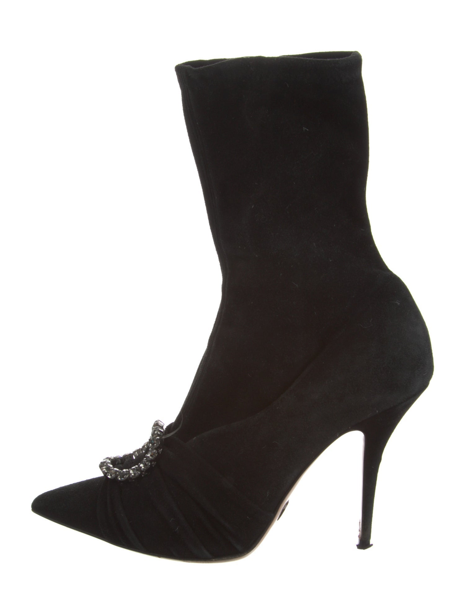 Oscar Tiye Suede Crystal Embellishments Sock Boots