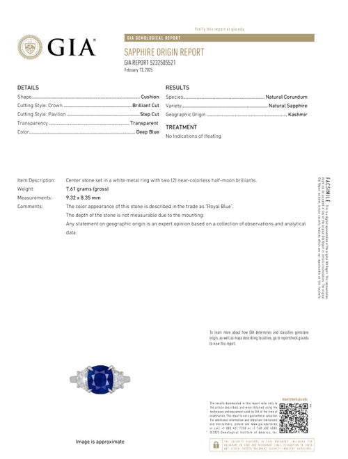 Takat 5.01ct GIA Unheated Kashmir Sapphire & Diamond Engagement Ring