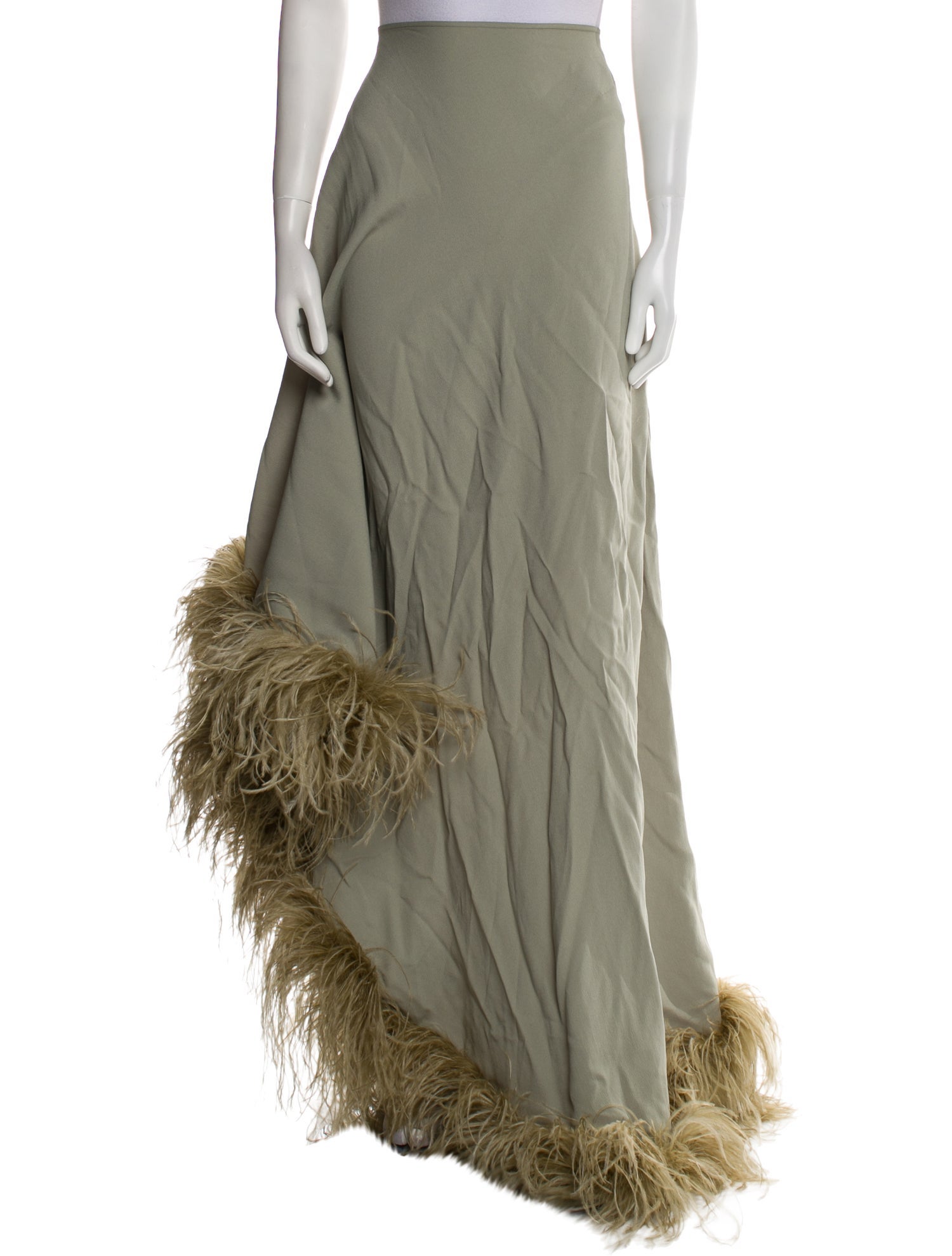 Taller Marmo Feather Trim Long Skirt